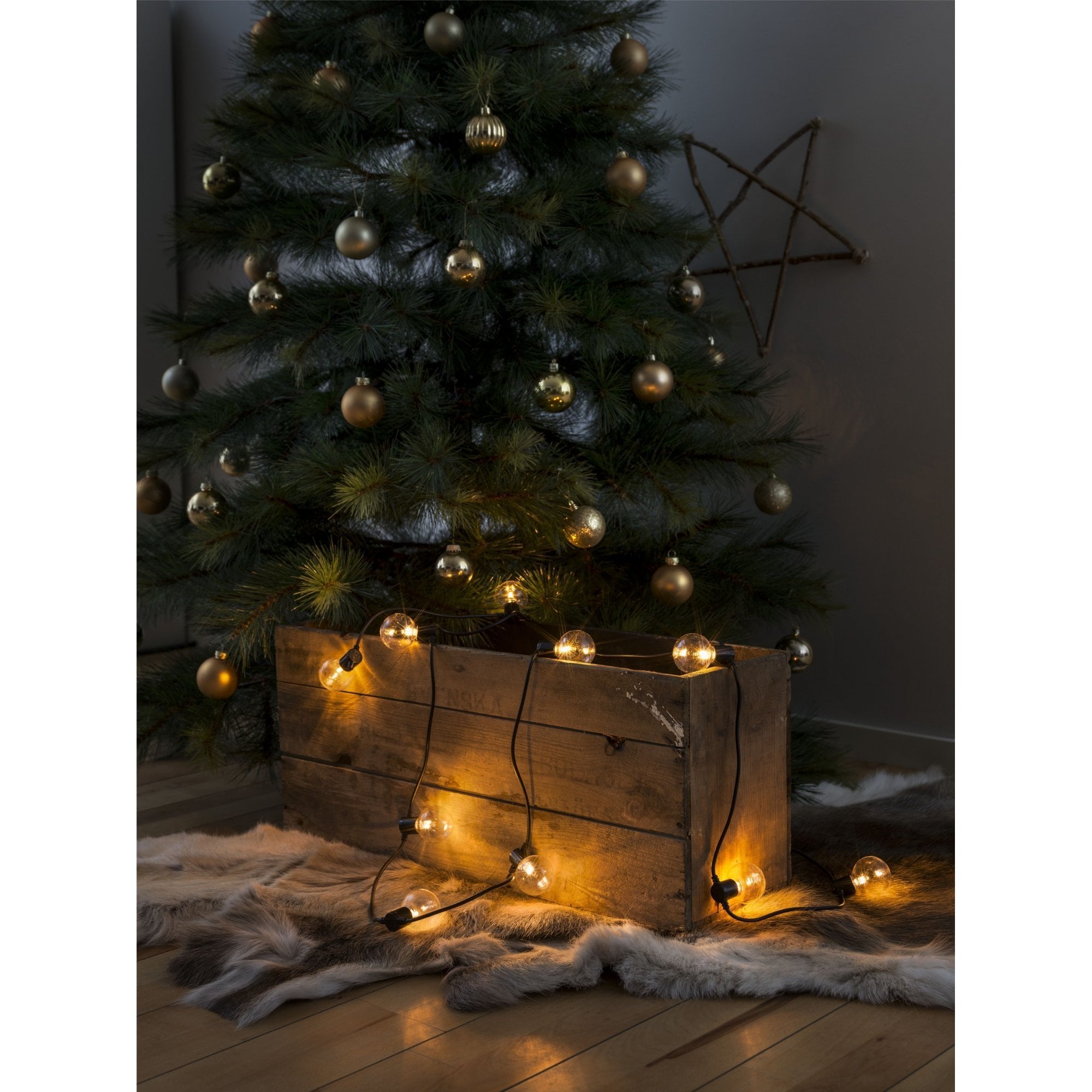 Konstsmide Festoon 2.25m Light Set - 10 Round LED Bulbs - 2400K - Battery Operated