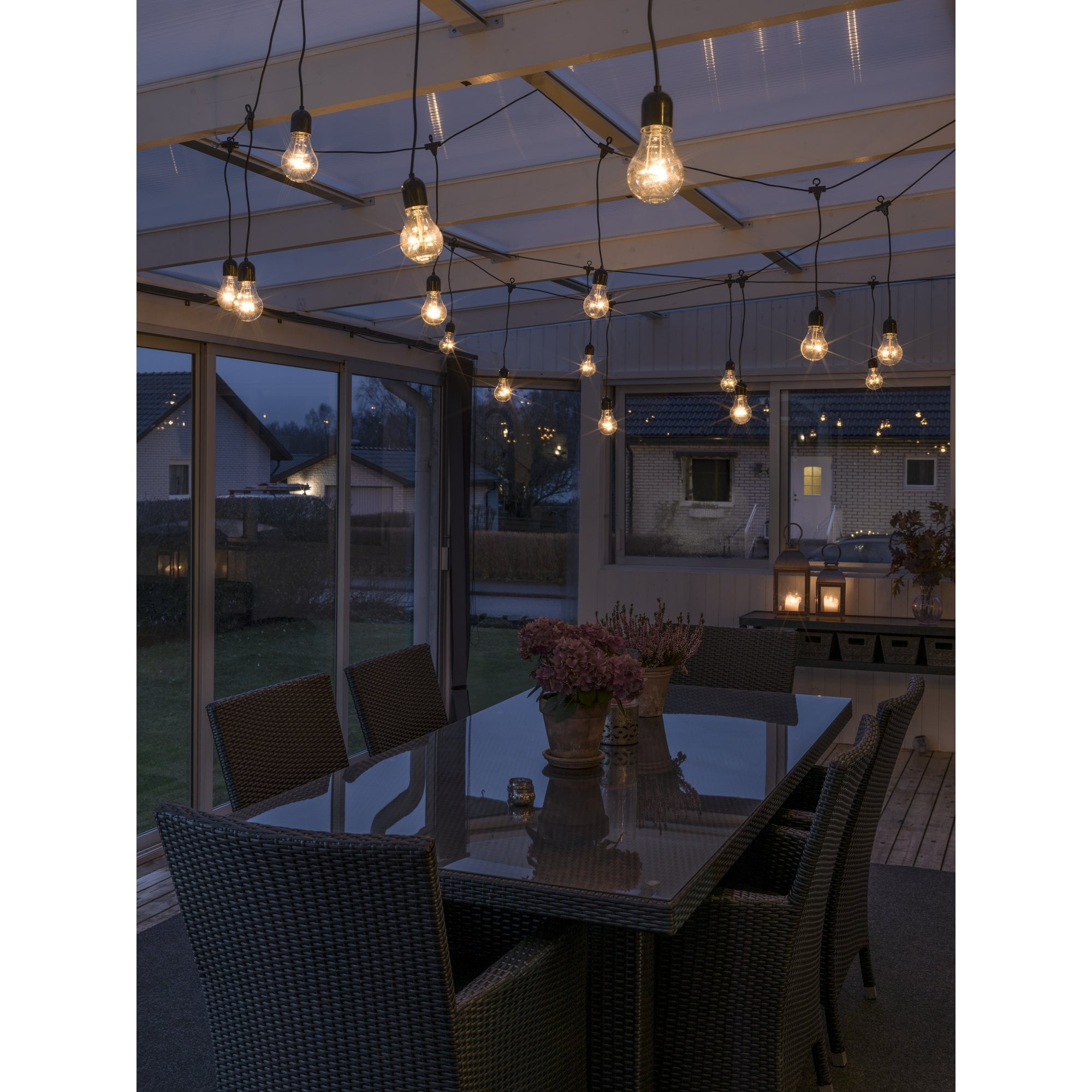 Konstsmide Festoon 9.5m Light Set - 20 LED Bulbs - 2400K - Icicle Drop