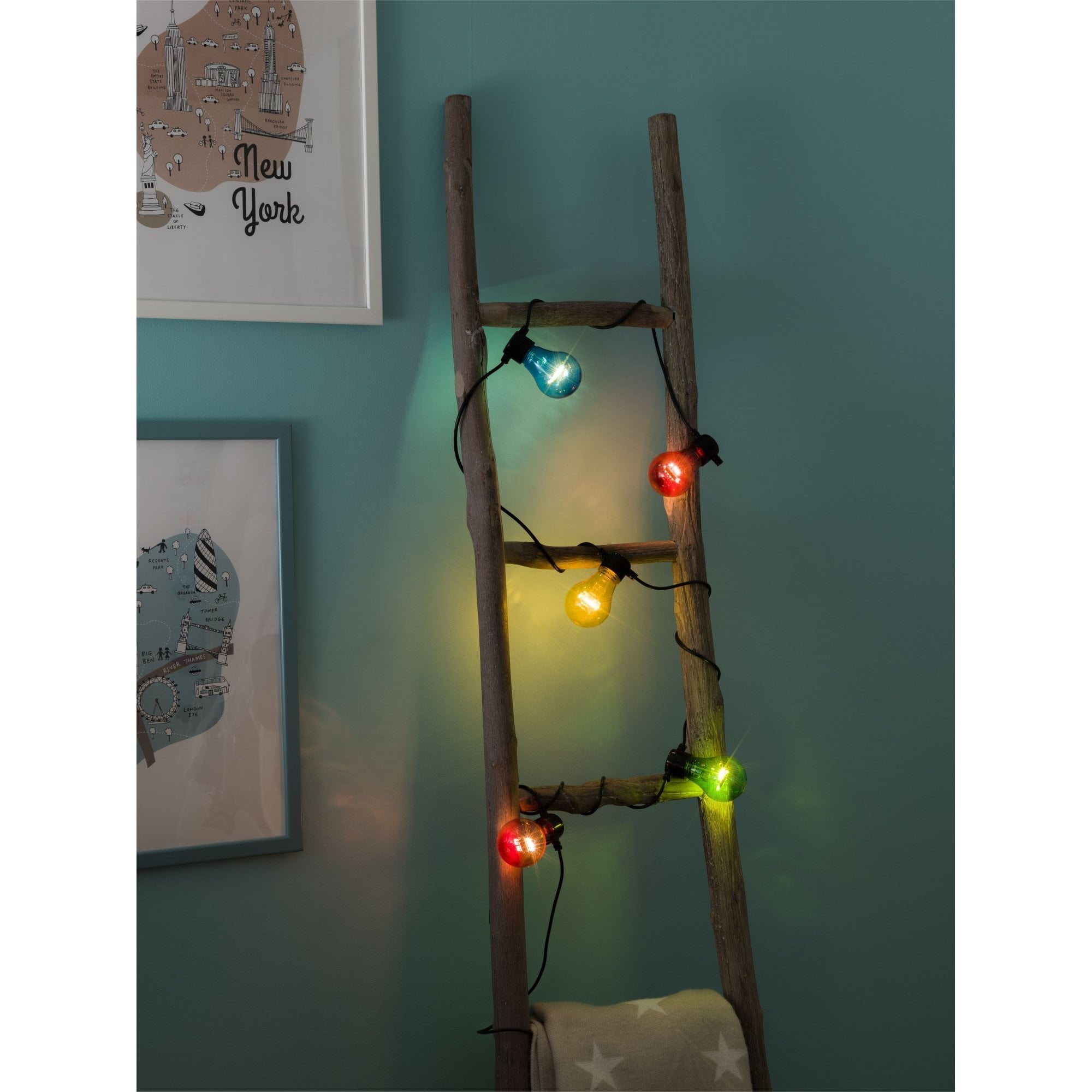 Konstsmide Festoon 2m Light Set - 5 LED Bulbs - Multicoloured - Battery Operated