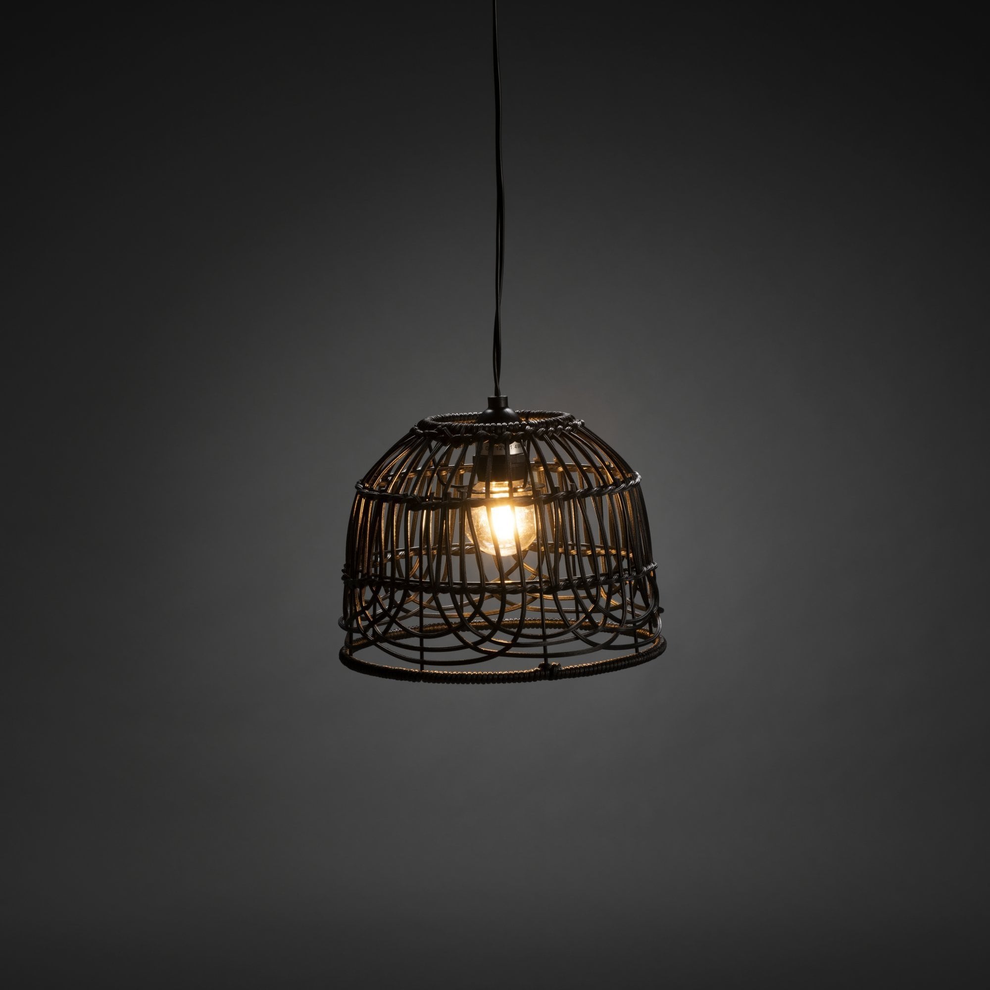 Konstsmide Large Domed Festoon Lamp Shades - 5 Pcs - Black Rattan - Shade Only