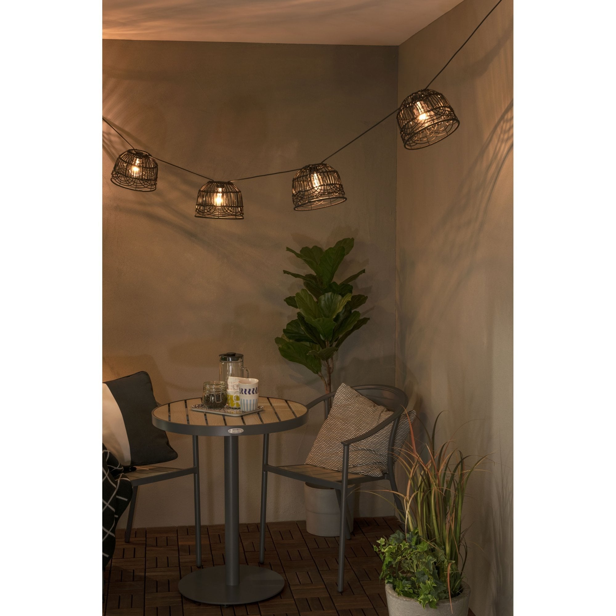 Konstsmide Large Domed Festoon Lamp Shades - 5 Pcs - Black Rattan - Shade Only