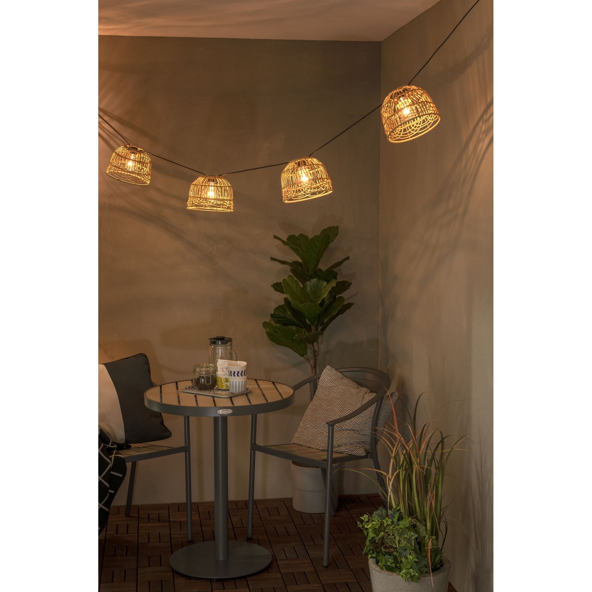 Konstsmide Large Domed Festoon Lamp Shades - 5 Pcs - Natural Rattan - Shade Only