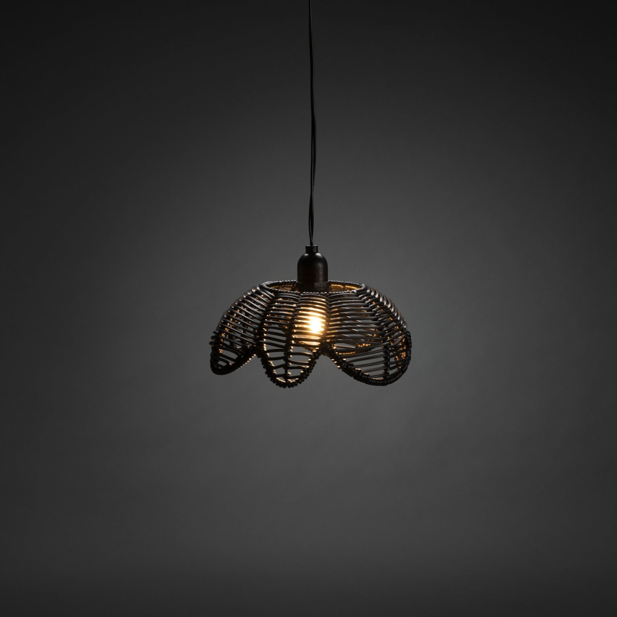 Konstsmide Small Flower Festoon Lamp Shades - 5 Pcs - Black Rattan - Shade Only