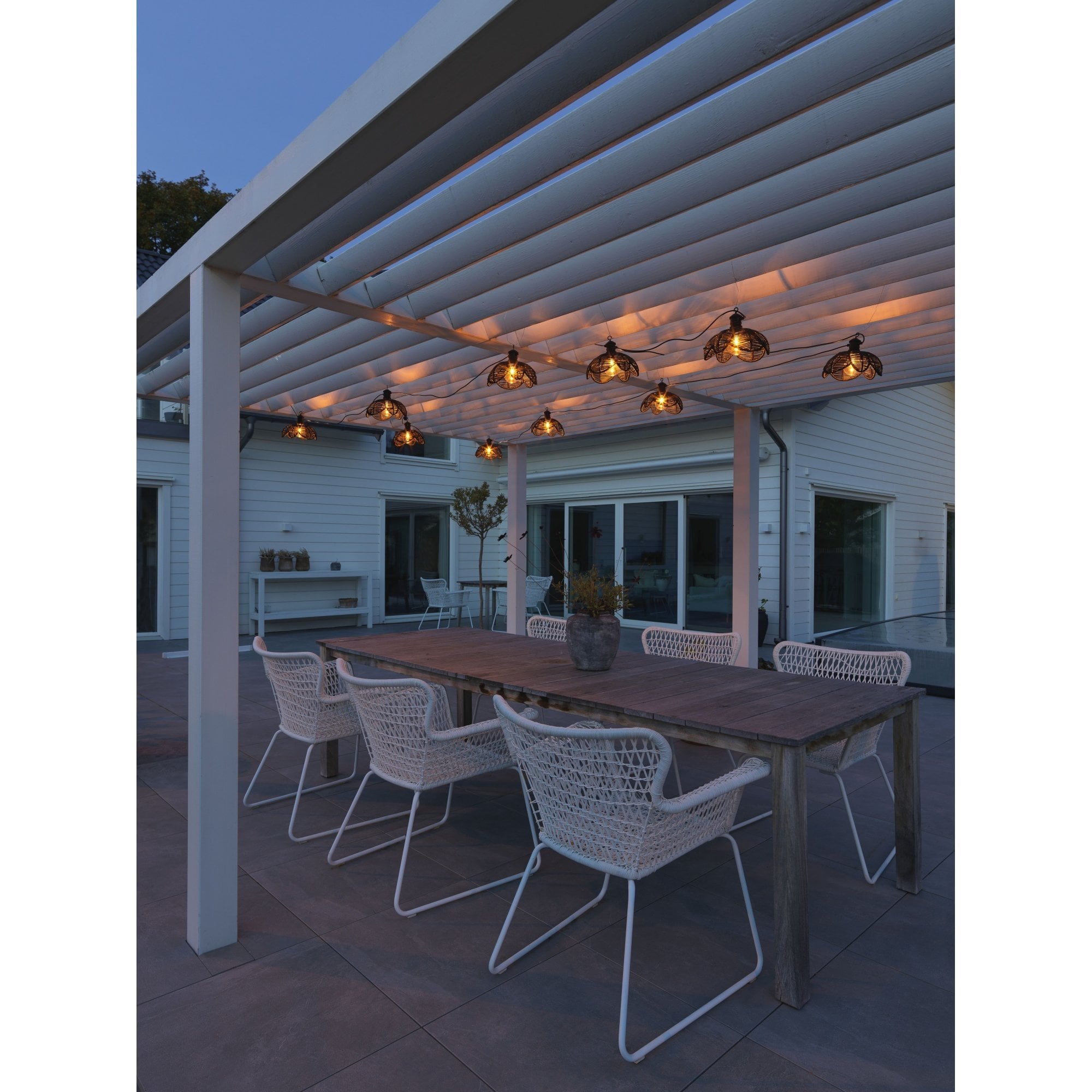 Konstsmide Small Flower Festoon Lamp Shades - 5 Pcs - Black Rattan - Shade Only