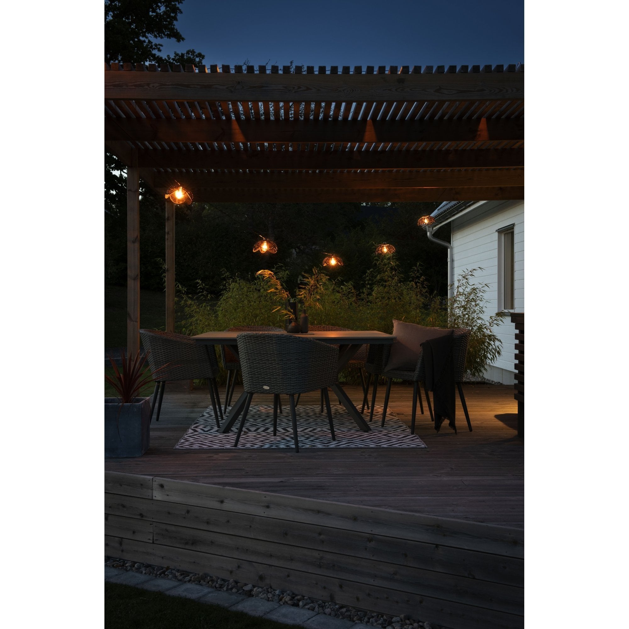 Konstsmide Small Flower Festoon Lamp Shades - 5 Pcs - Black Rattan - Shade Only