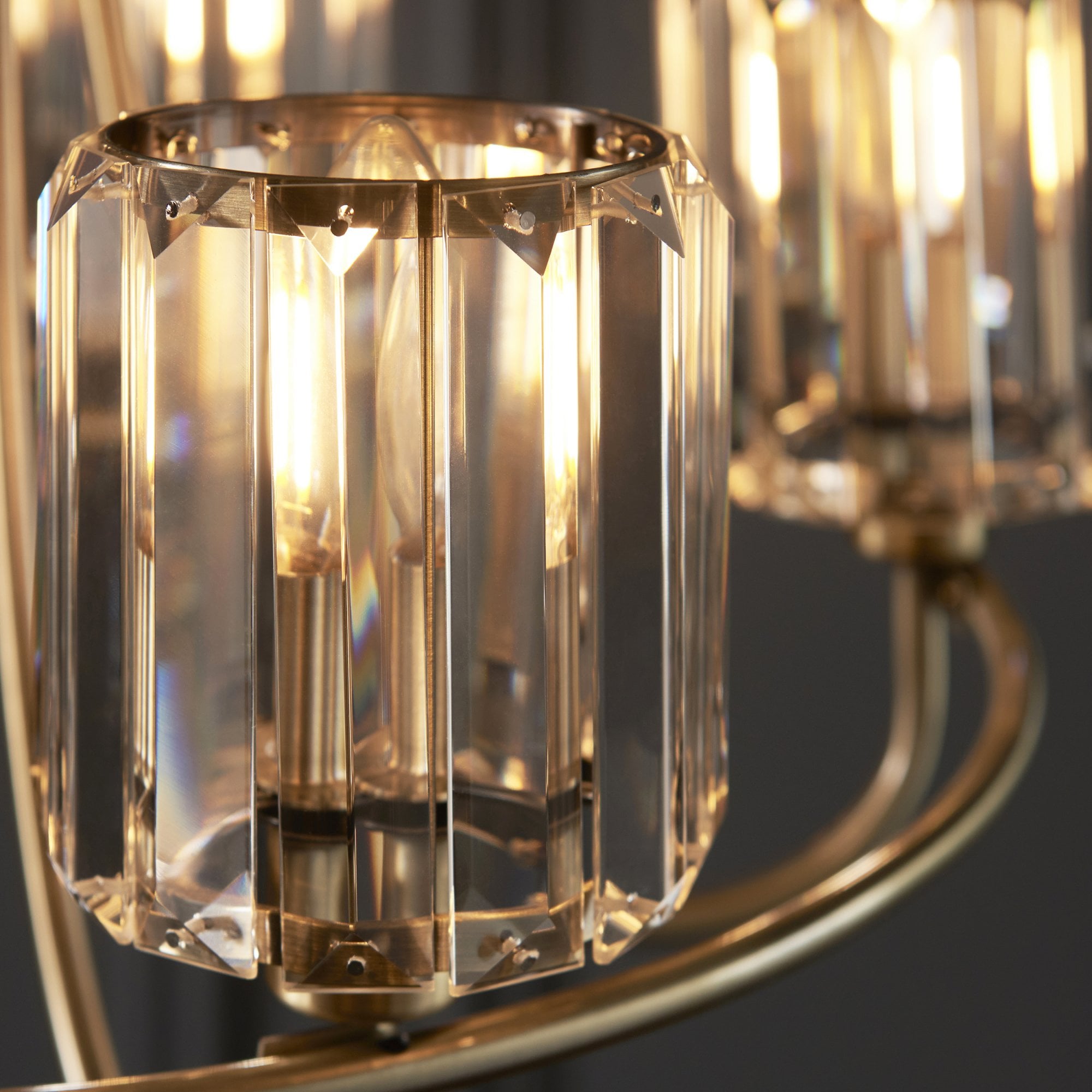 Endon Berenice 5 Light Pendant - Antique Brass Plate & Clear Glass