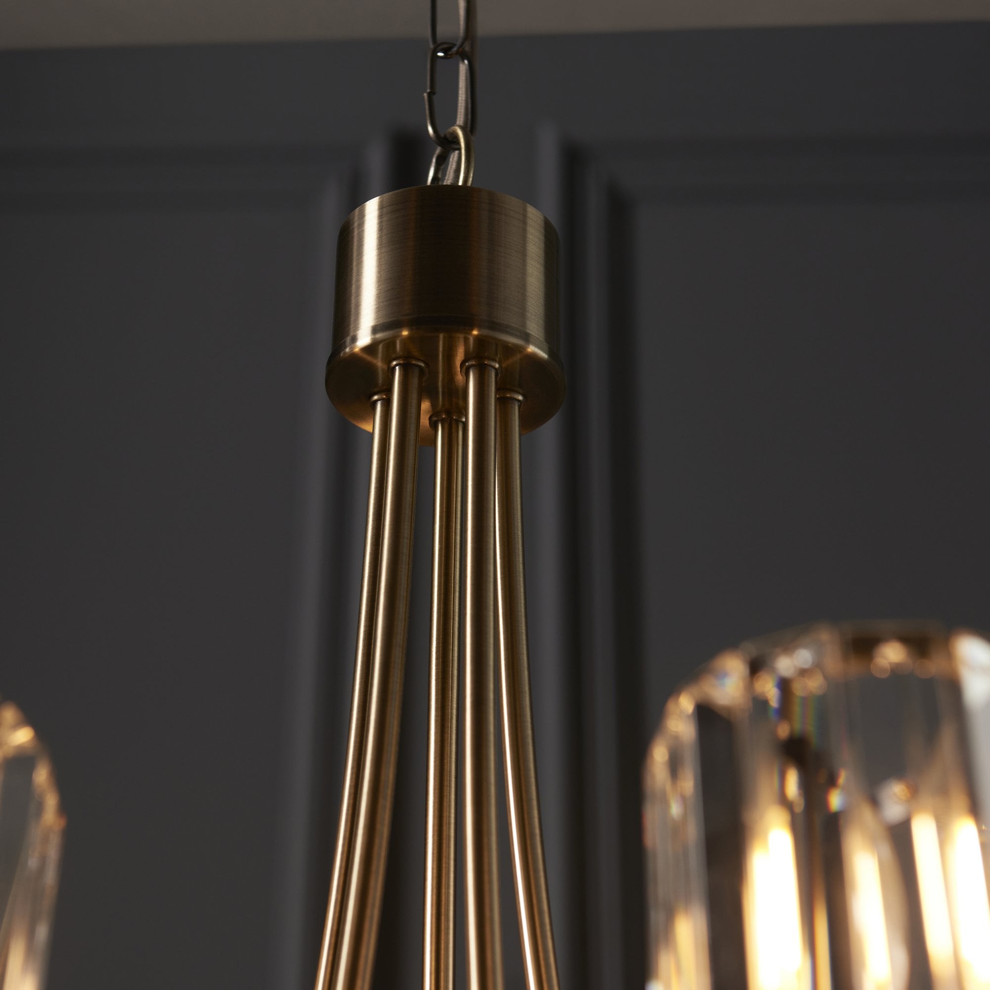 Endon Berenice 5 Light Pendant - Antique Brass Plate & Clear Glass