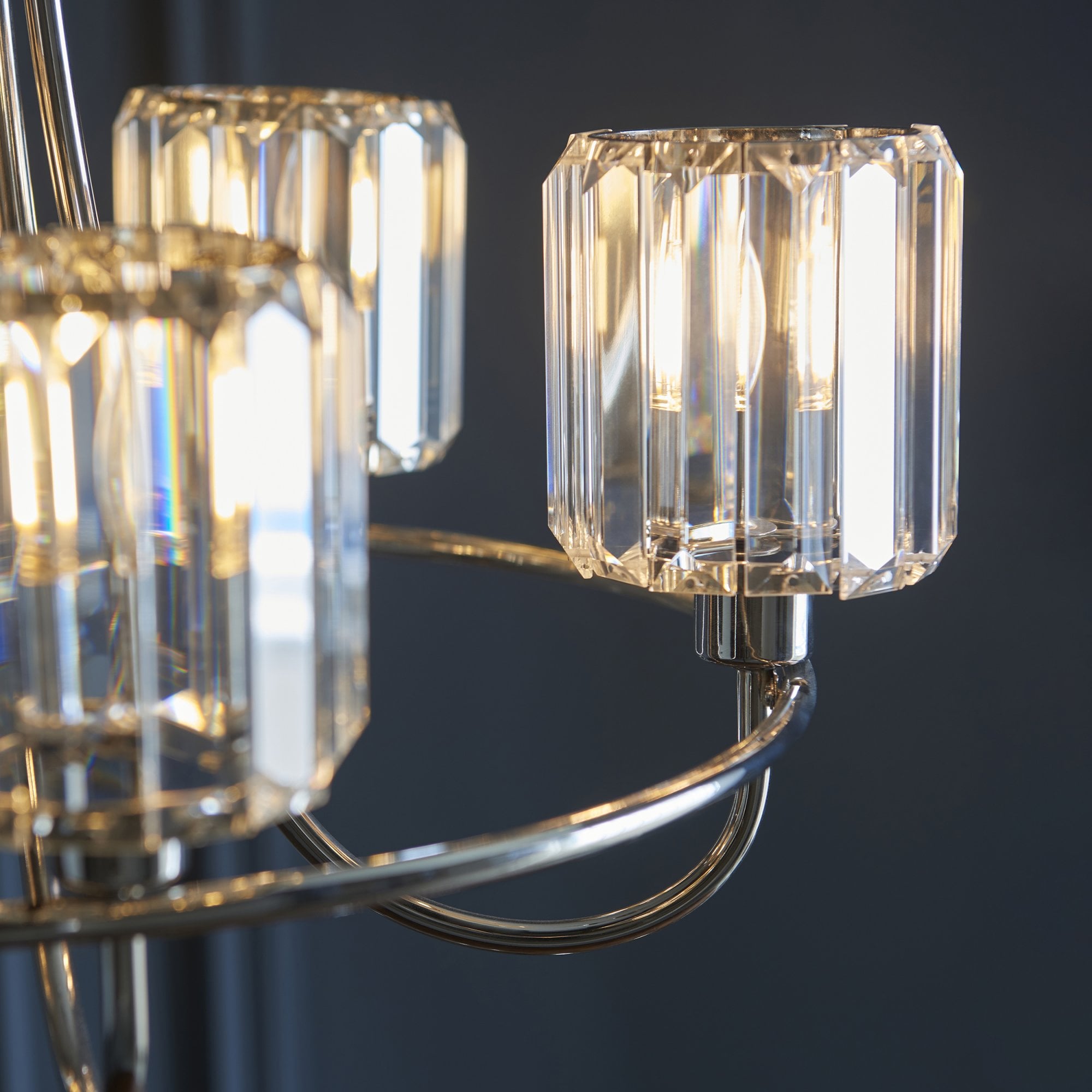 Endon Berenice 5 Light Pendant - Bright Nickel Plate & Clear Glass