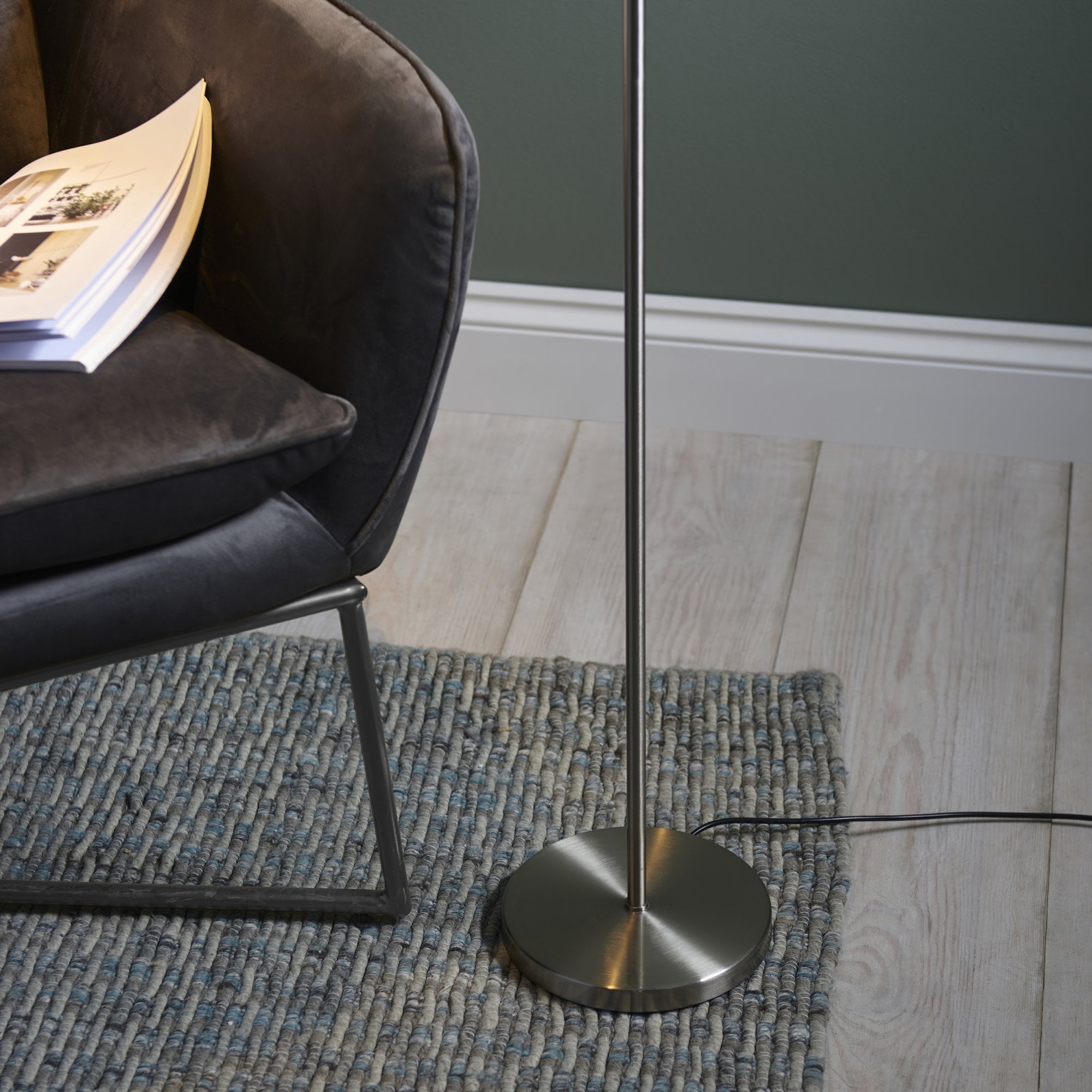 Endon Dedicated Reader Single Floor Light - Satin Nickel Plate