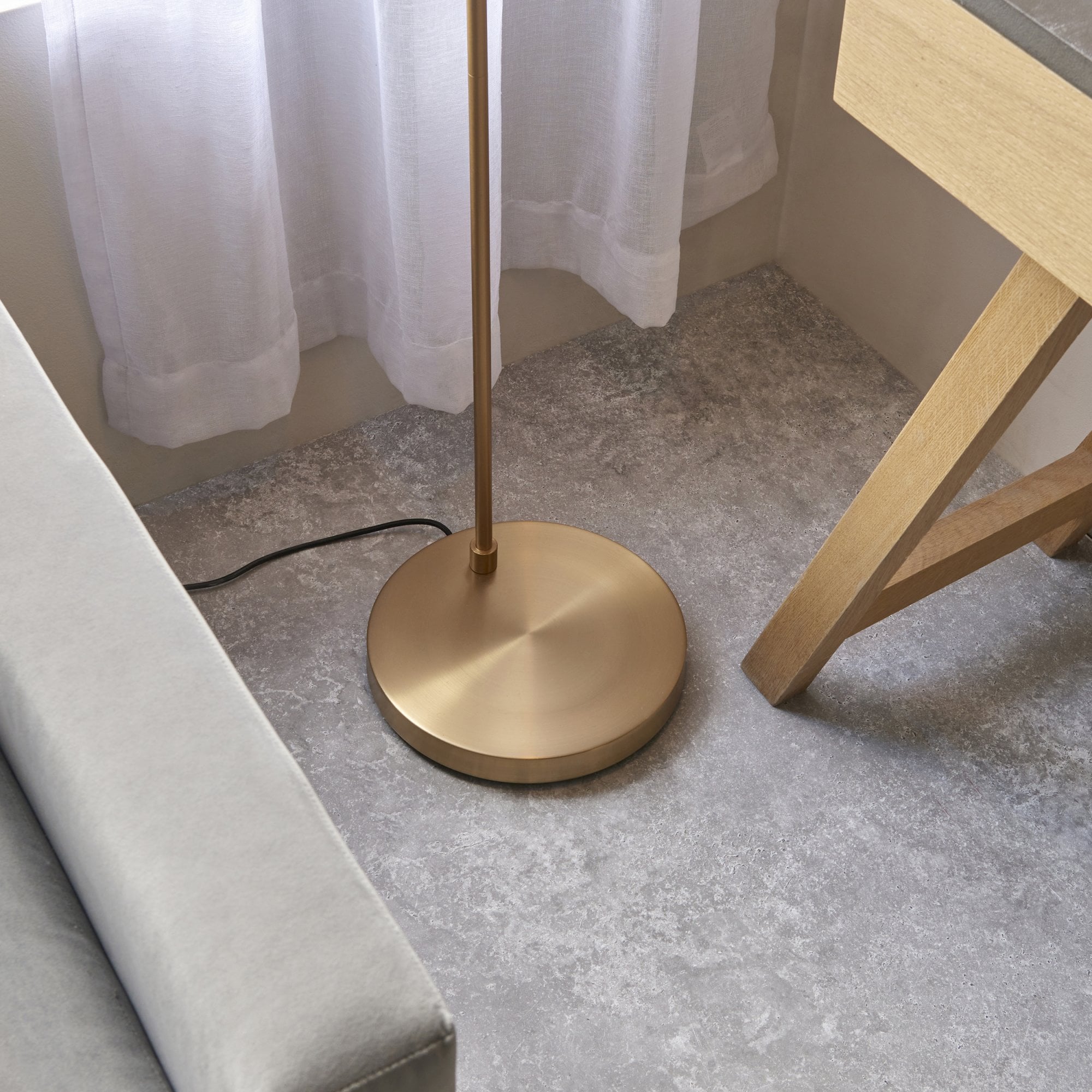 Endon Karna New Single Floor Light - Warm Antique Brass Plate