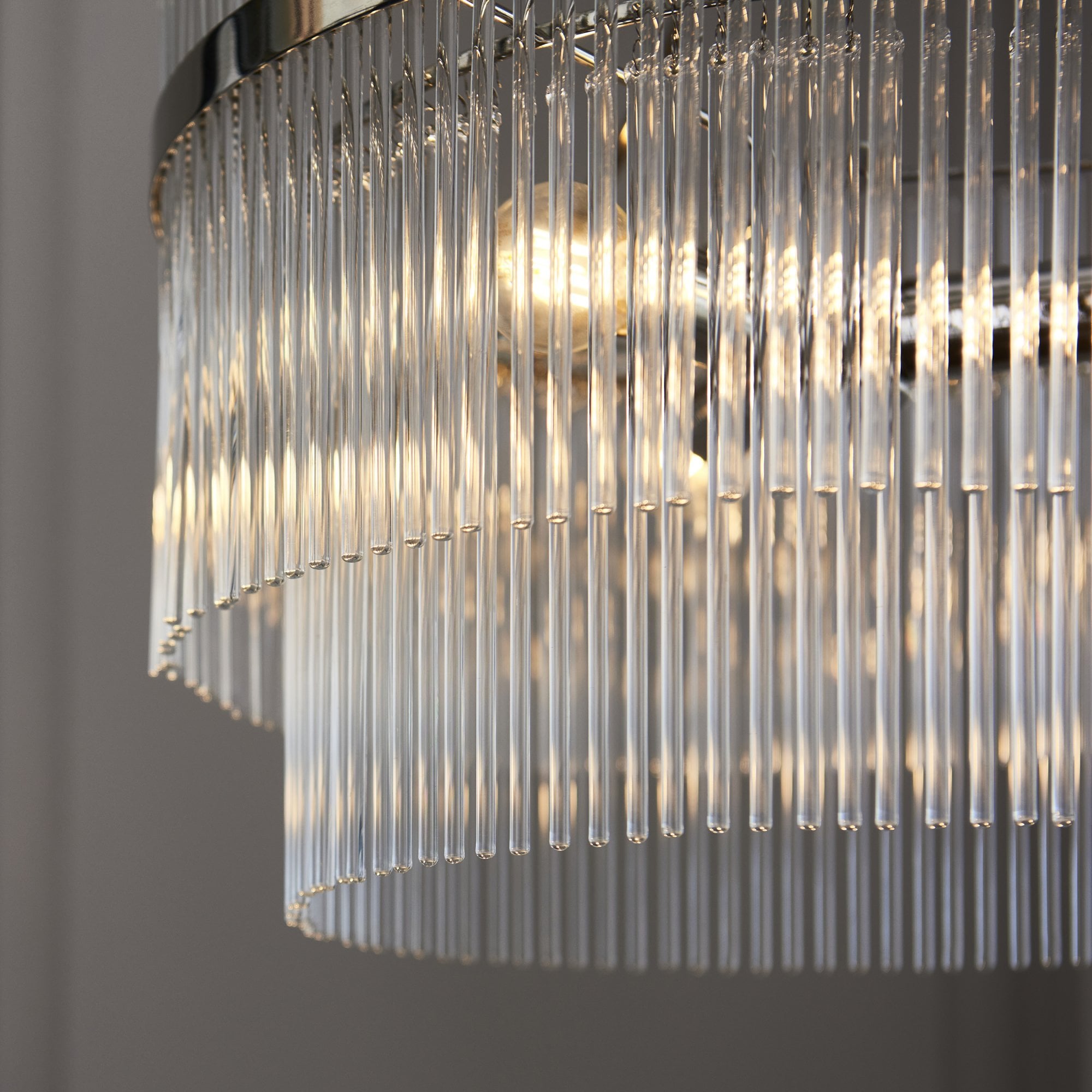 Endon Marietta 3 Light Pendant - Bright Nickel Plate & Clear Glass