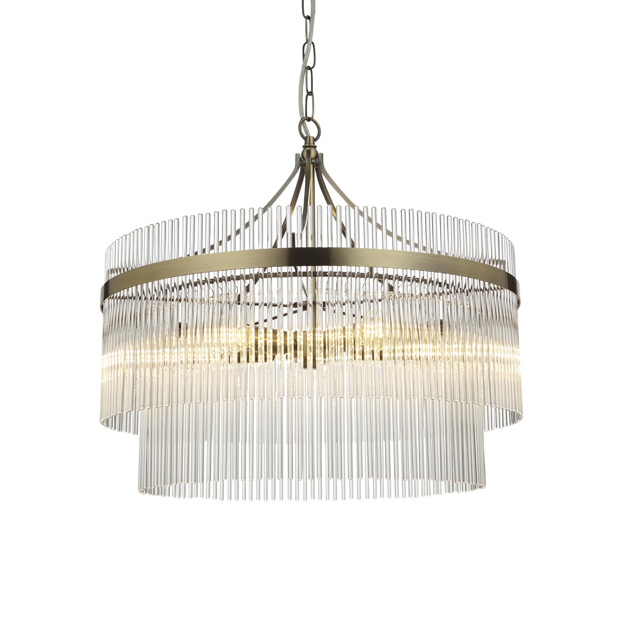 Endon Marietta 5 Light Pendant - Antique Brass Plate & Clear Glass
