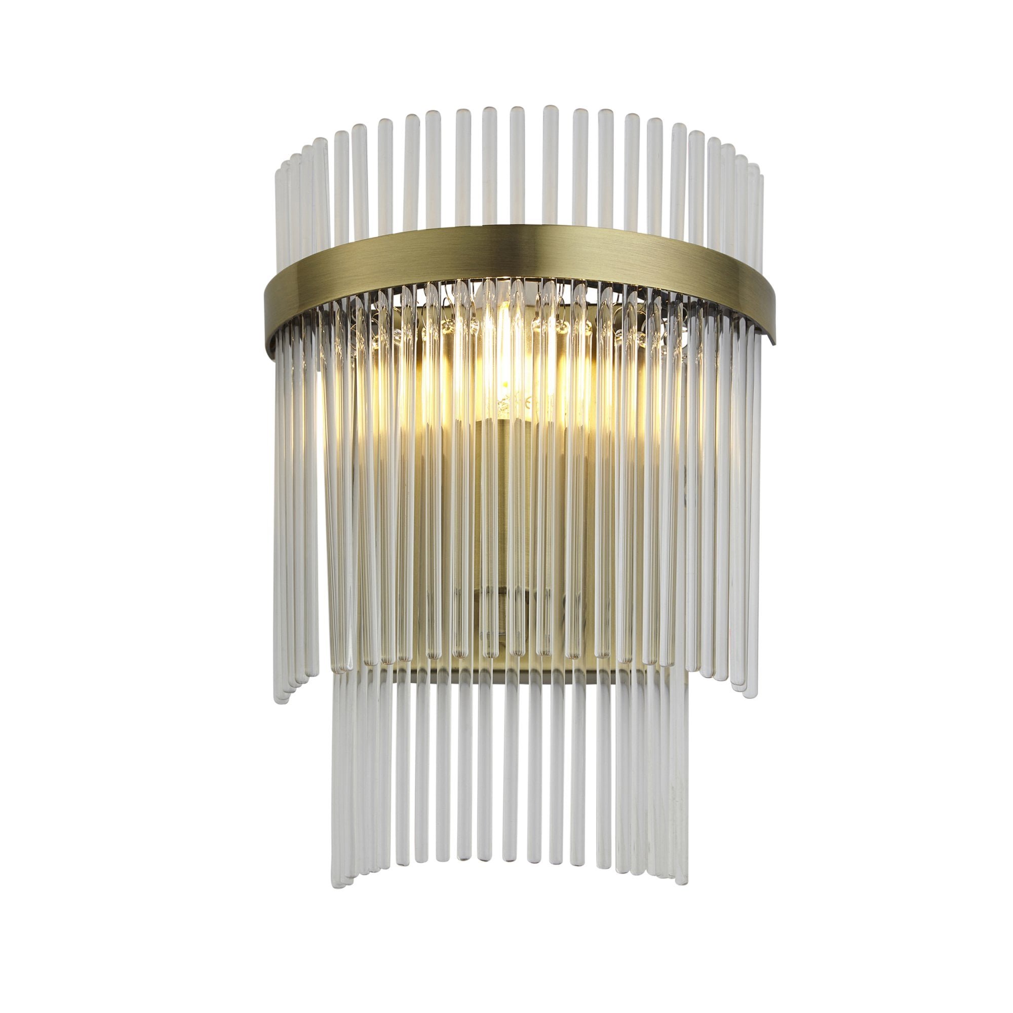Endon Marietta Single Wall Light - Antique Brass Plate & Clear Glass