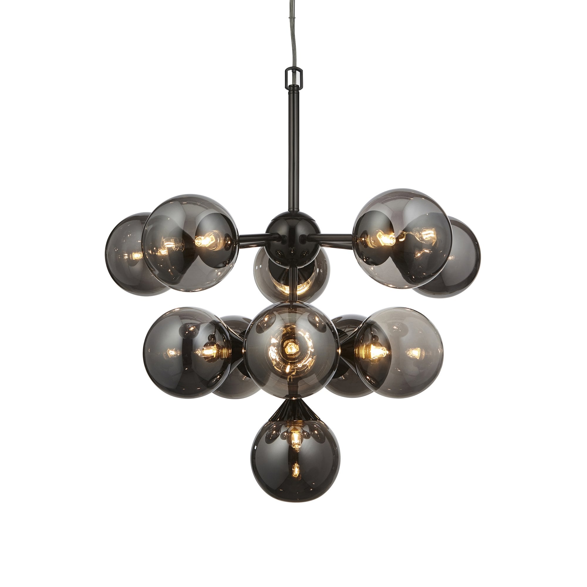 Endon Oscar 11 Light Pendant - Black Chrome Plate & Smoked Mirror Glass