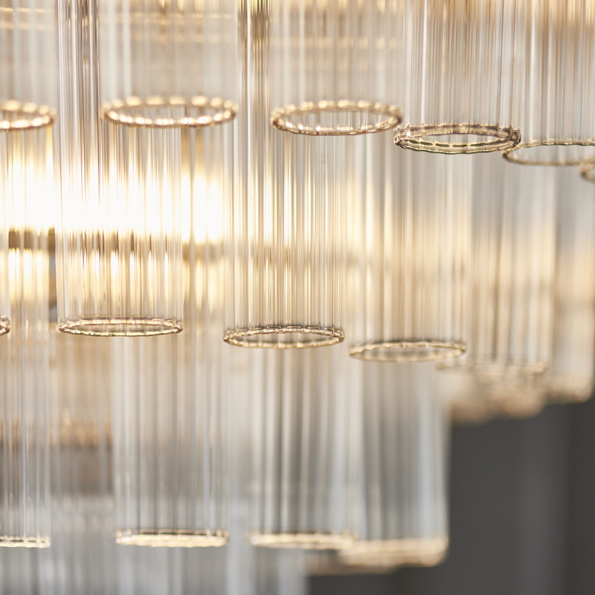 Endon Toulouse 12 Light Pendant - Bright Nickel Plate & Clear Ribbed Glass