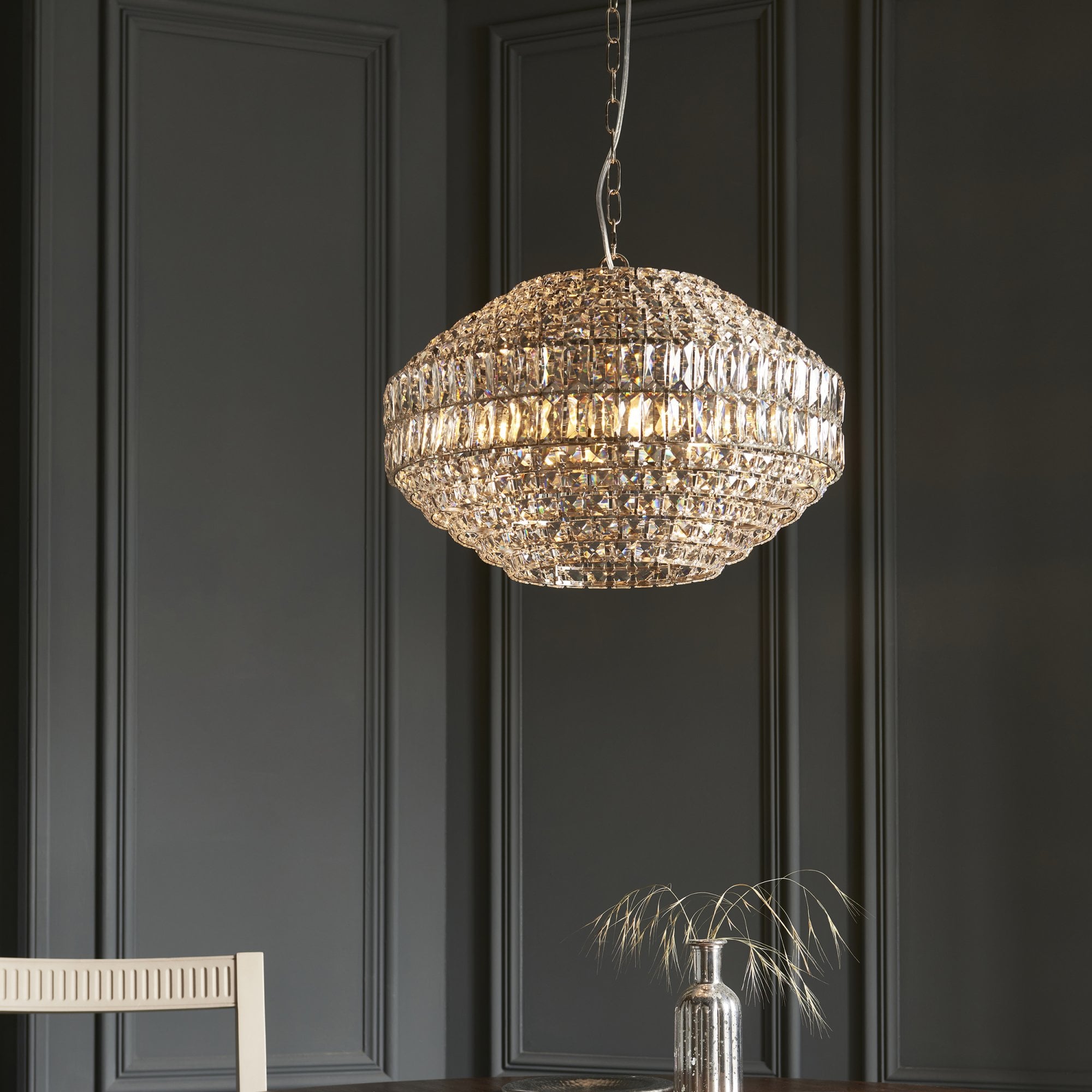 Utopia Celestial 5 Light Pendant - Bright Nickel Plate & Clear Crystal