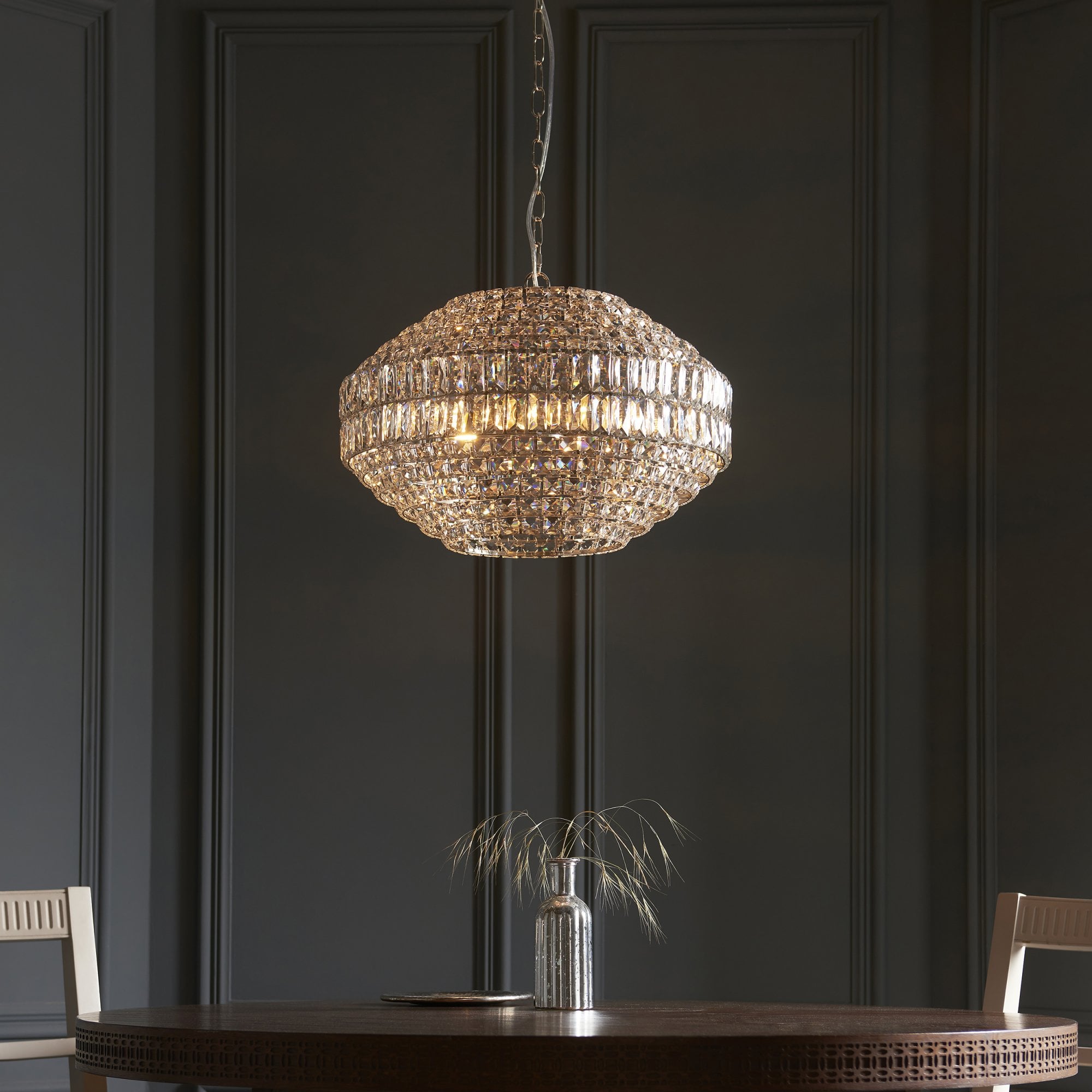 Utopia Celestial 5 Light Pendant - Bright Nickel Plate & Clear Crystal