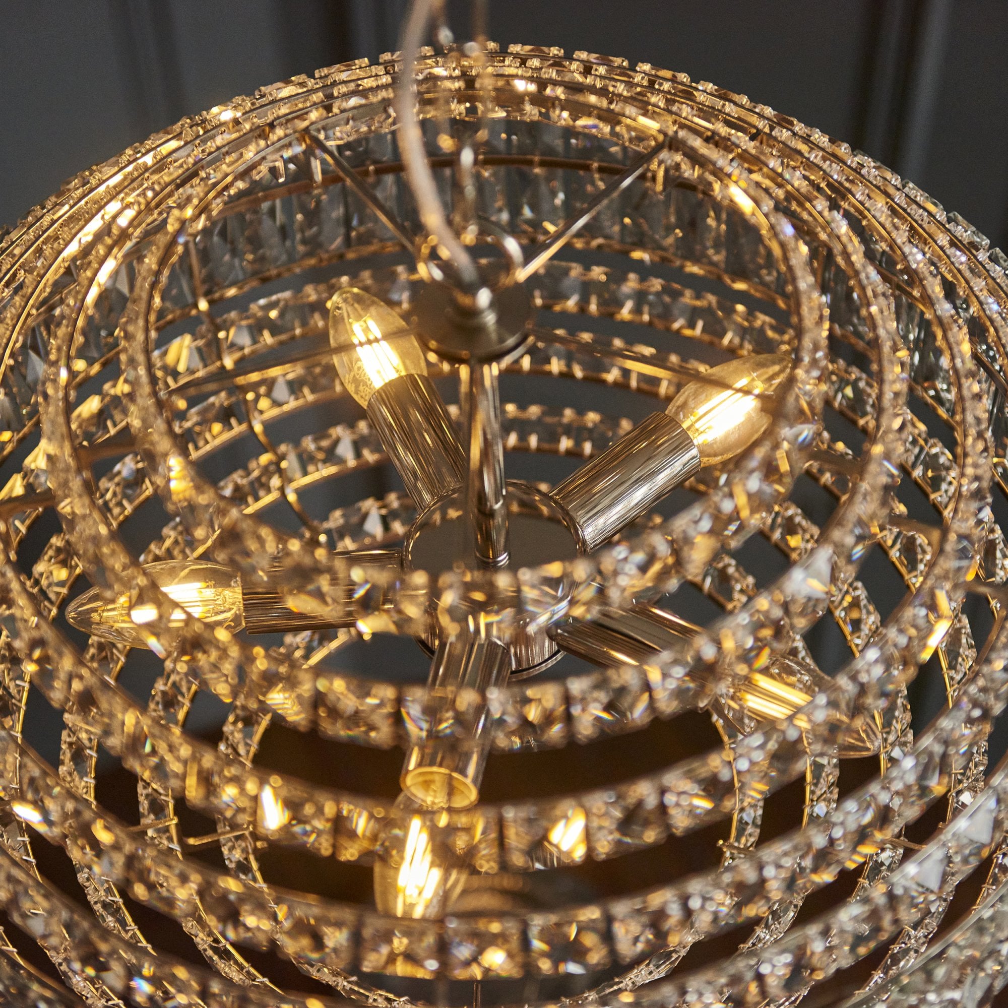 Utopia Celestial 5 Light Pendant - Bright Nickel Plate & Clear Crystal