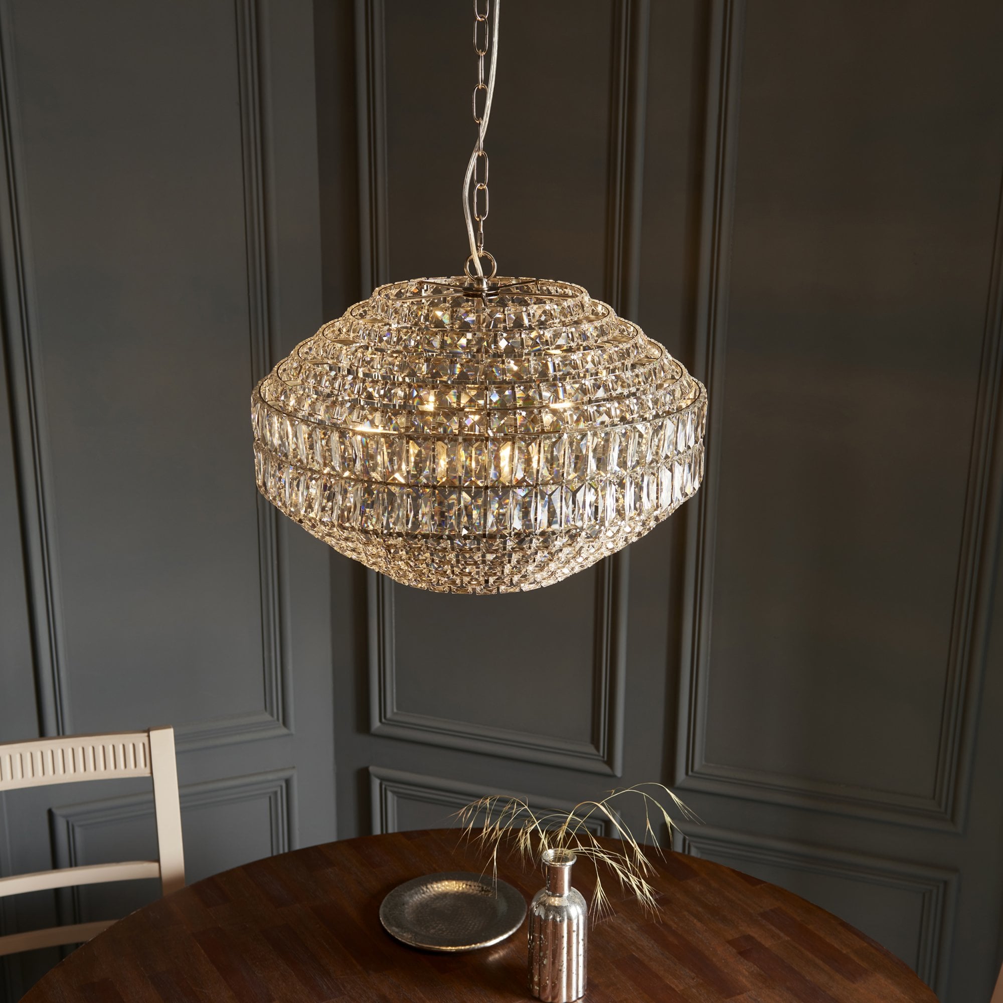 Utopia Celestial 5 Light Pendant - Bright Nickel Plate & Clear Crystal