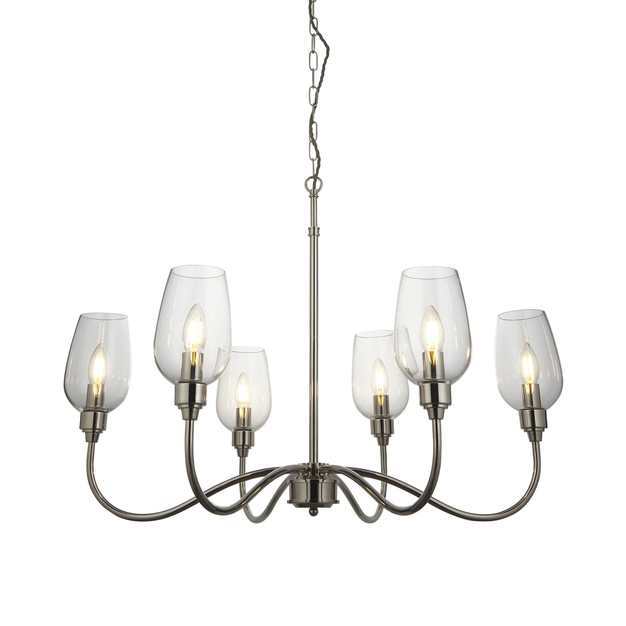 Utopia Walton 6 Light Pendant - Bright Nickel Plate & Clear Glass