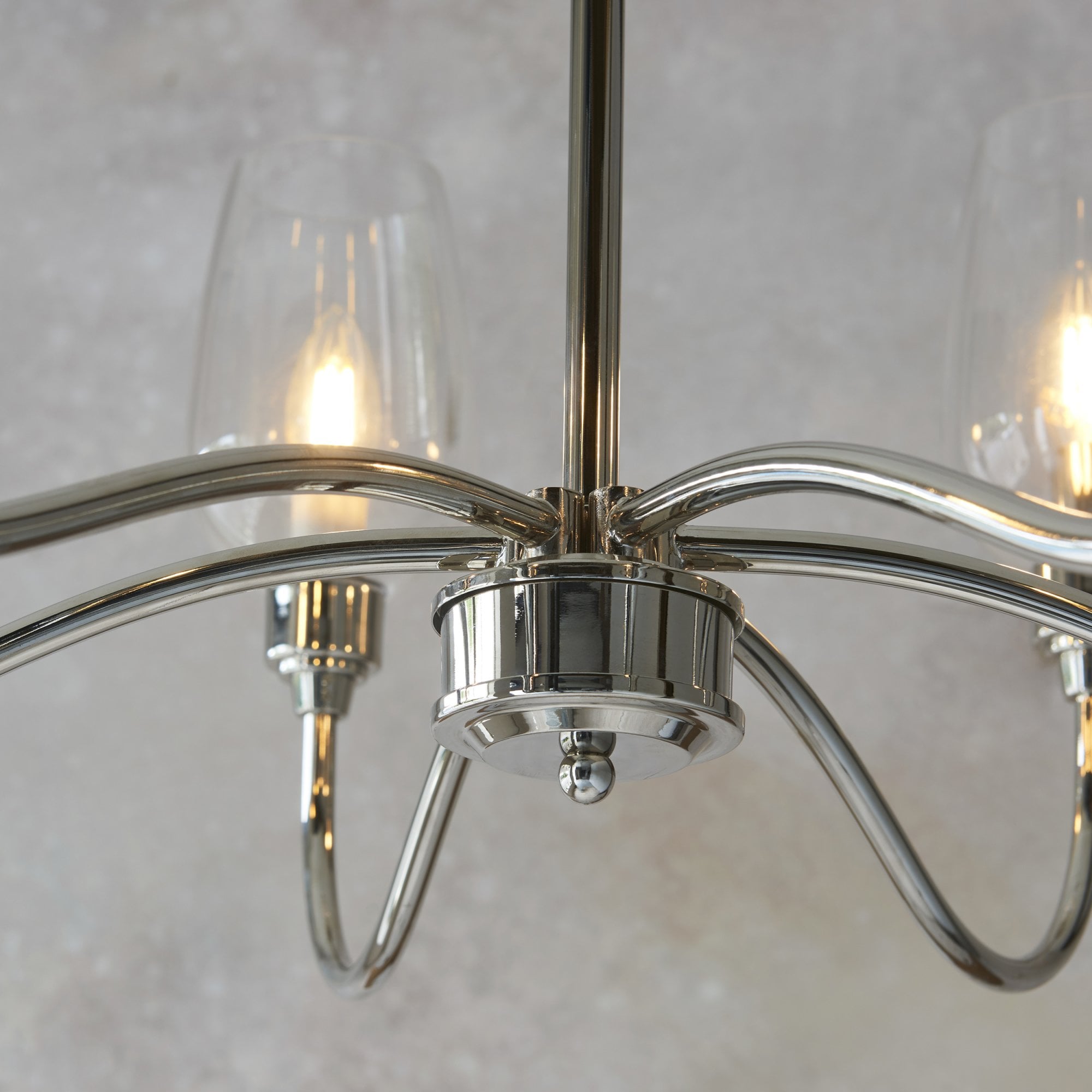 Utopia Walton 6 Light Pendant - Bright Nickel Plate & Clear Glass