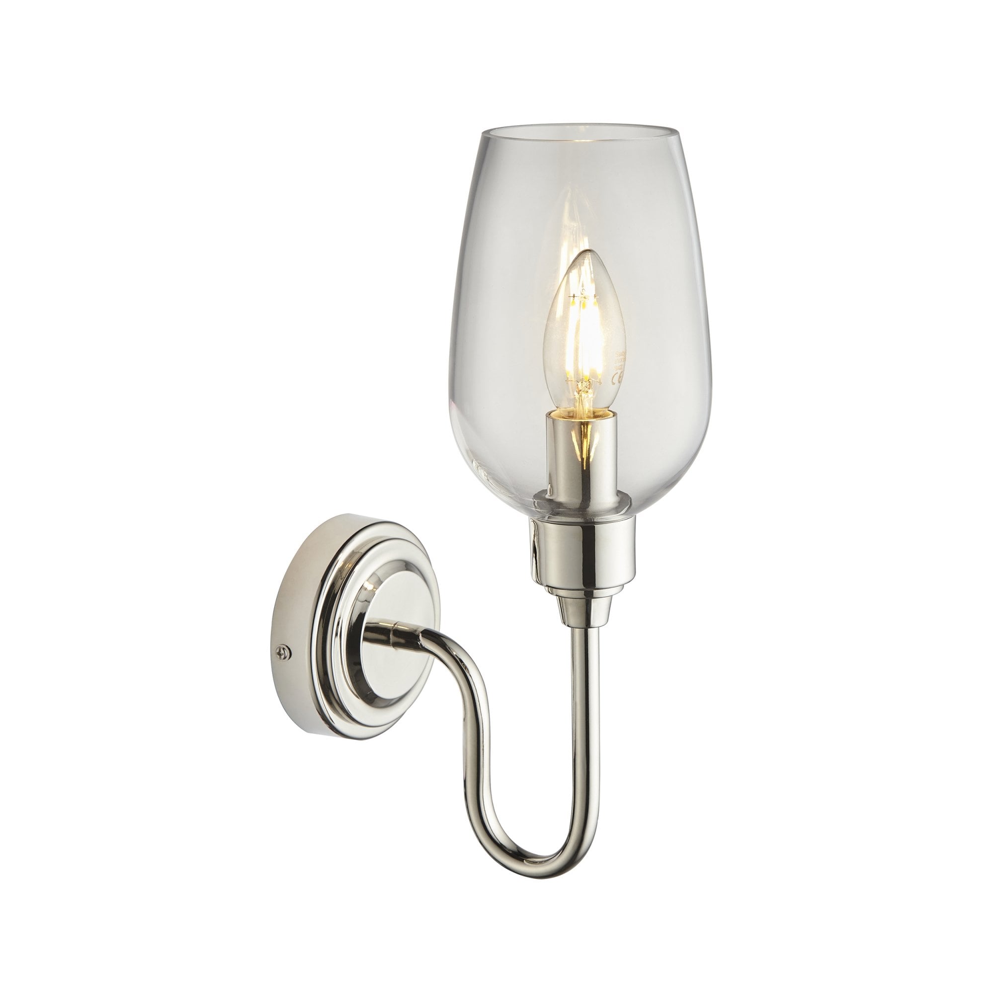 Utopia Walton Single Wall Light - Bright Nickel Plate & Clear Glass