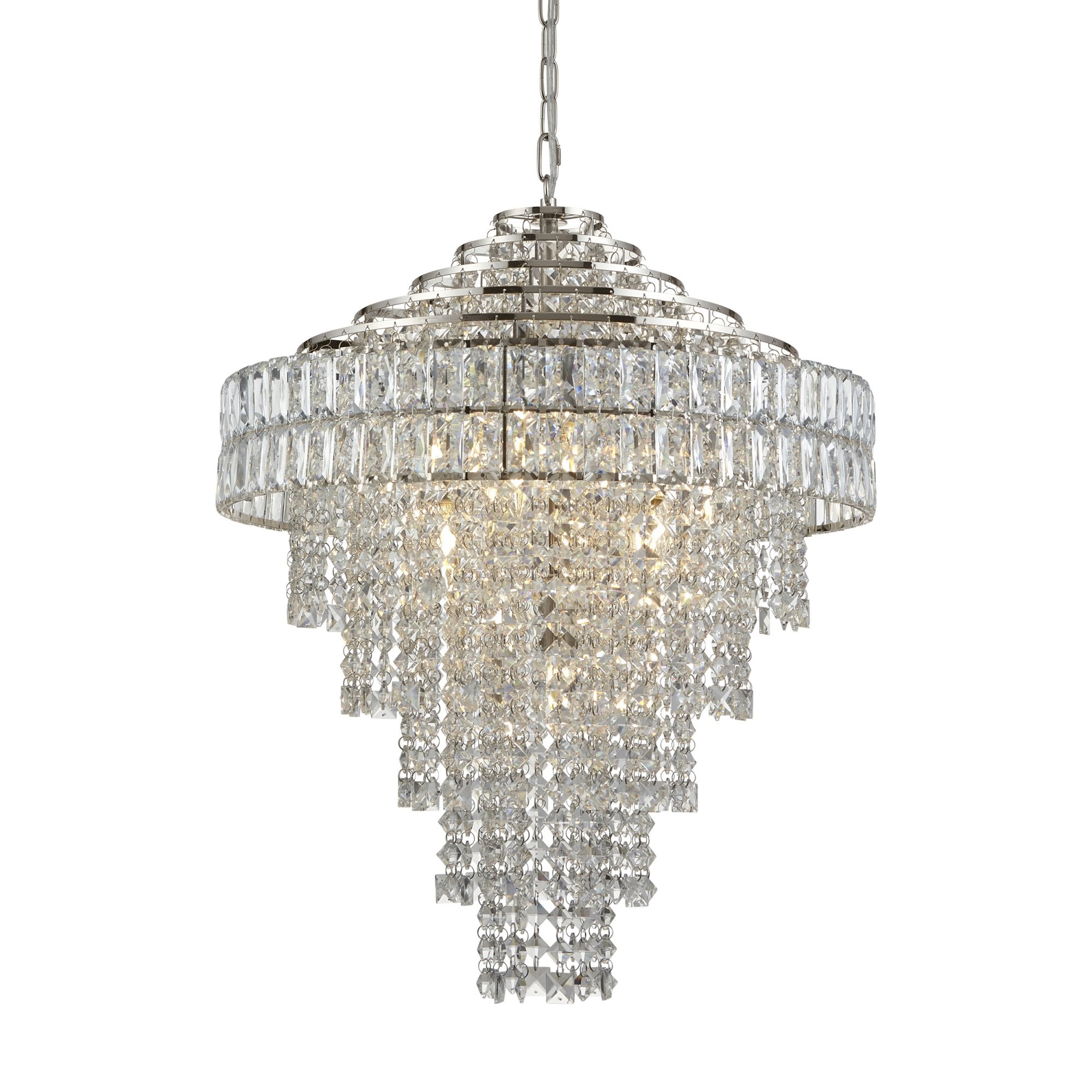 Utopia Celestial 7 Light Tiered Pendant - Bright Nickel Plate & Clear Crystal
