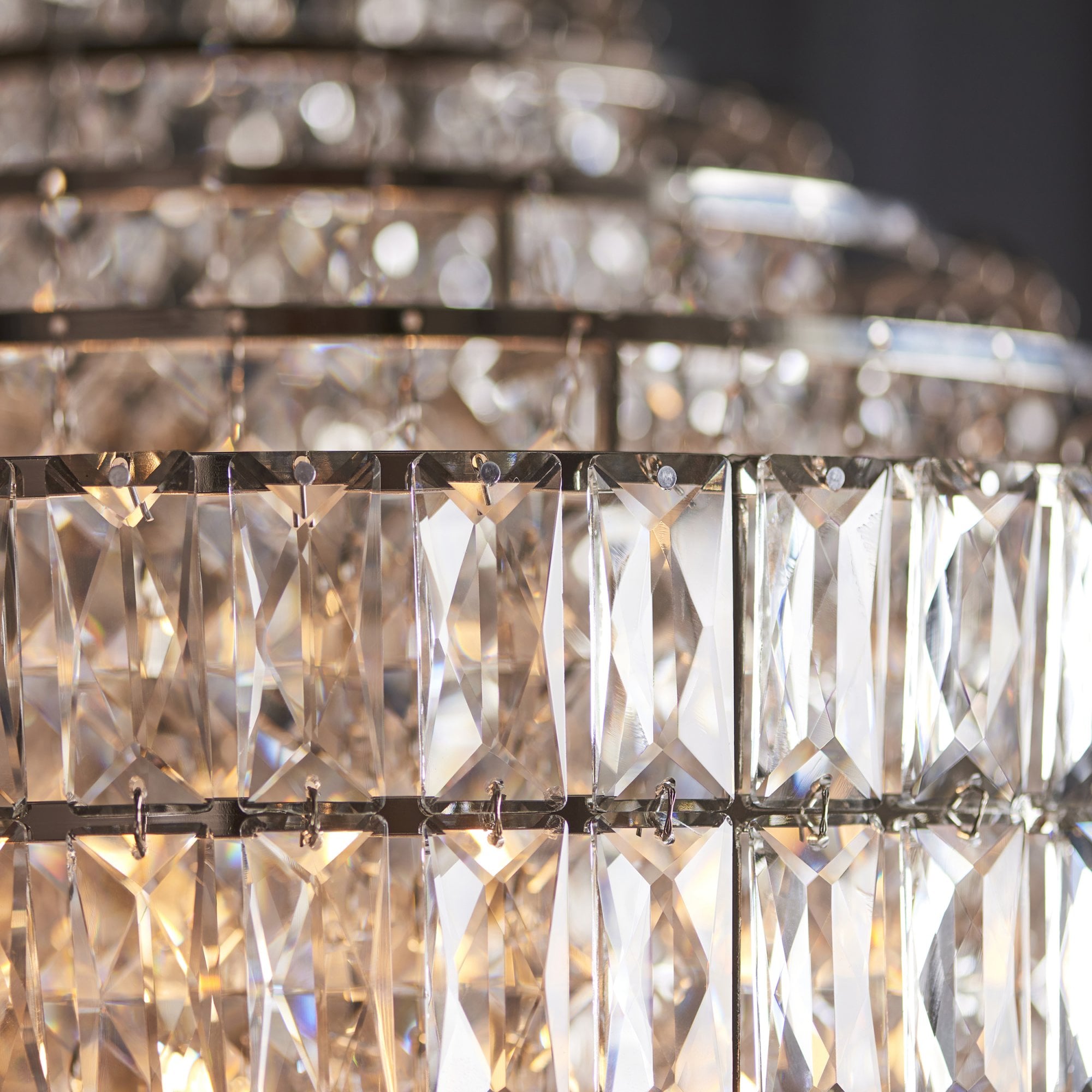 Utopia Celestial 7 Light Tiered Pendant - Bright Nickel Plate & Clear Crystal