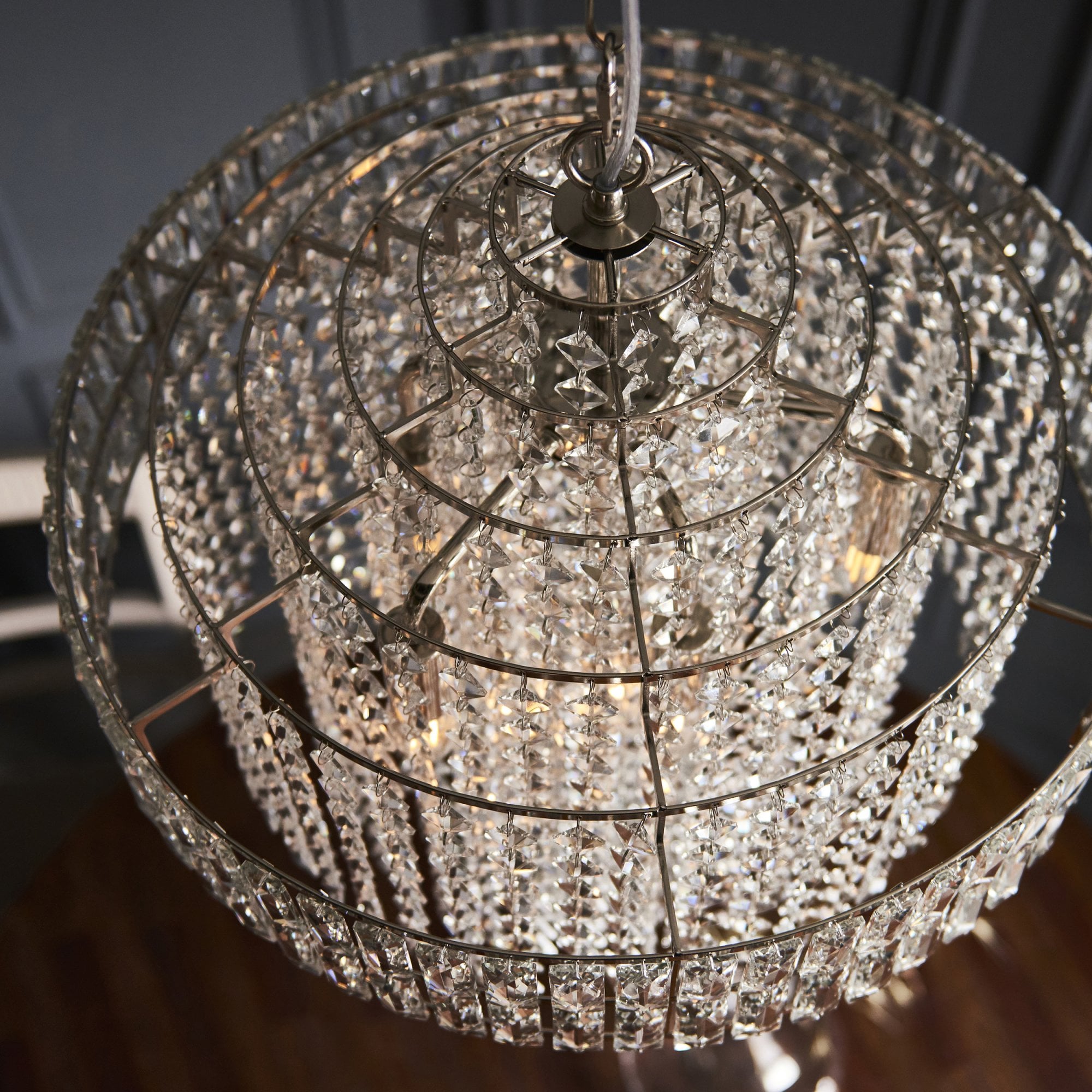 Utopia Celestial 7 Light Tiered Pendant - Bright Nickel Plate & Clear Crystal
