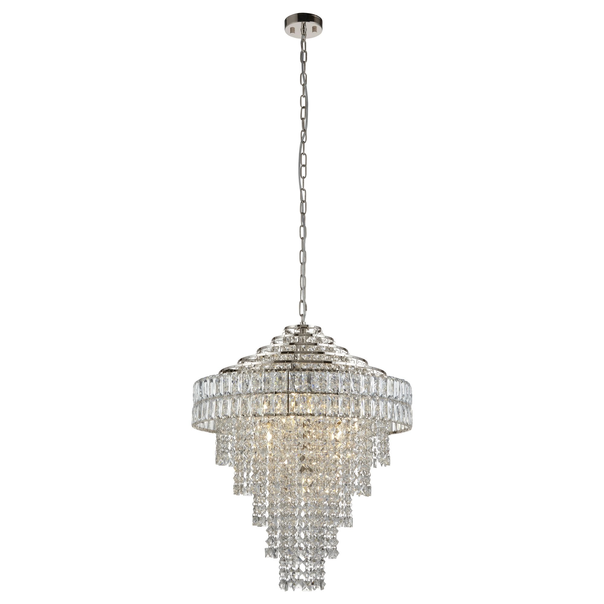 Utopia Celestial 7 Light Tiered Pendant - Bright Nickel Plate & Clear Crystal