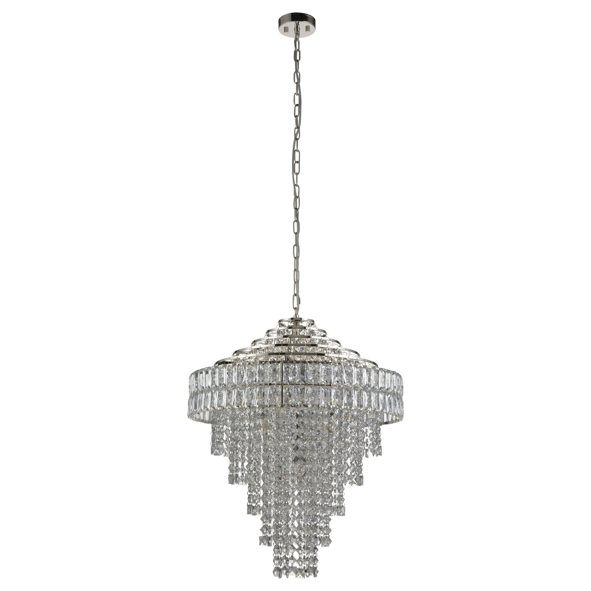 Utopia Celestial 7 Light Tiered Pendant - Bright Nickel Plate & Clear Crystal
