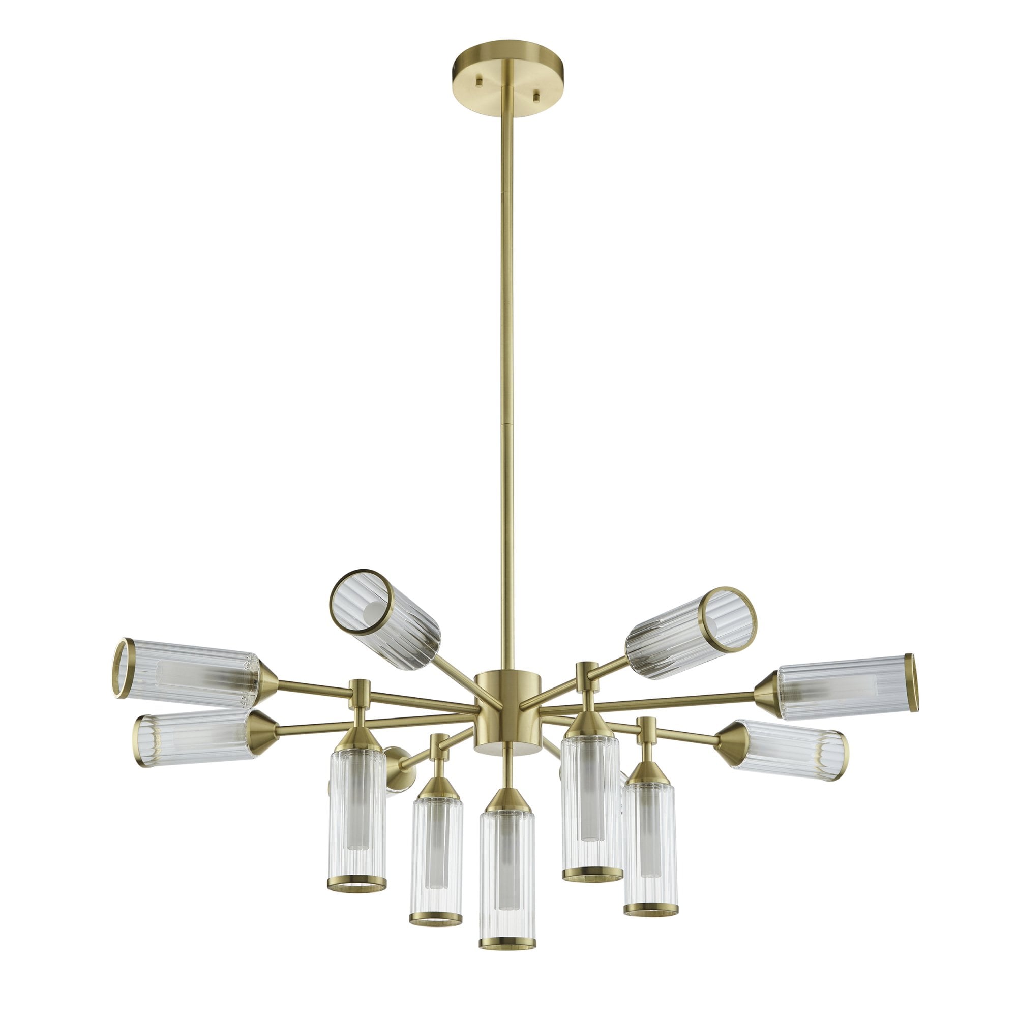 Utopia Matrix 13 Light Pendant - Satin Brass Plate with Clear & Frosted Glass