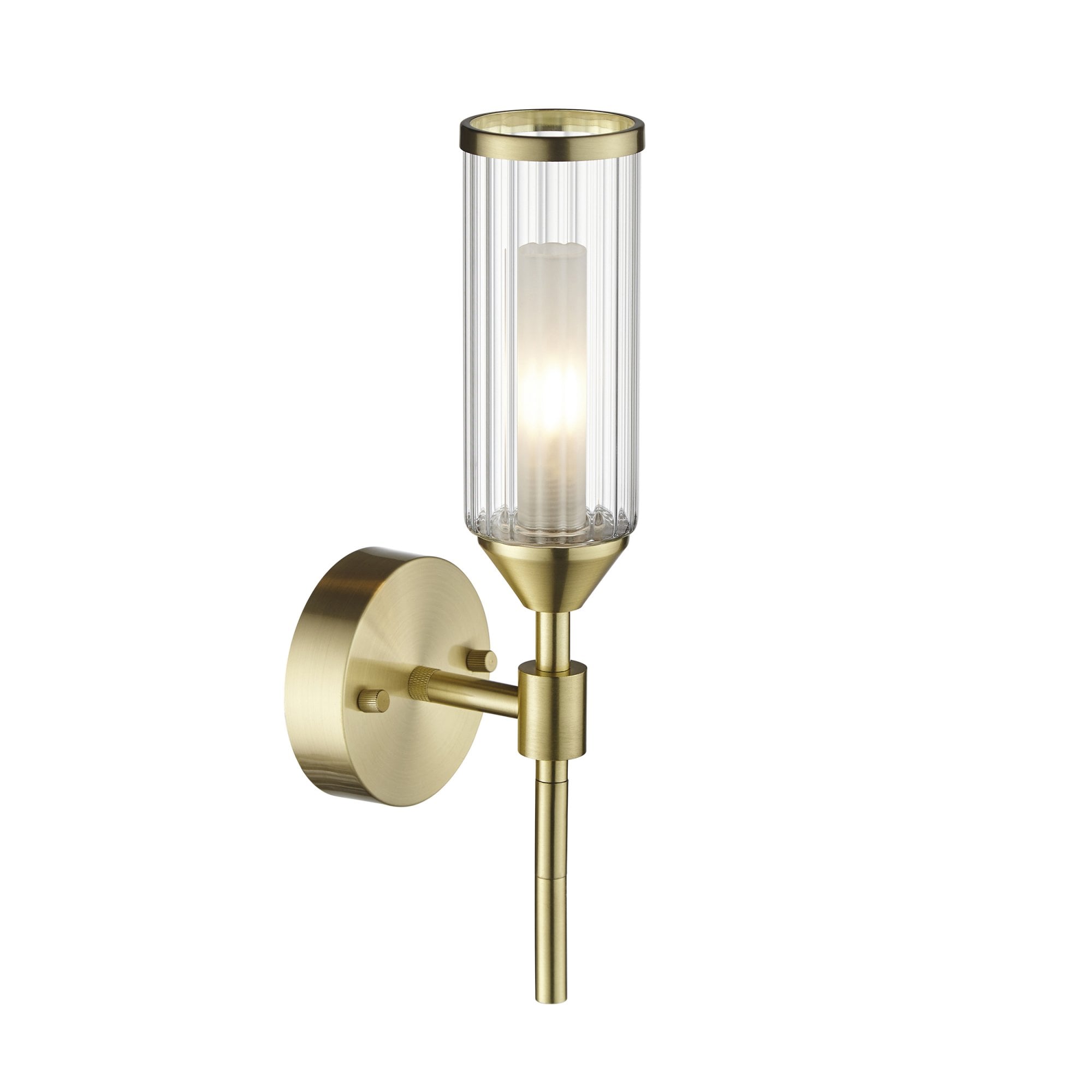 Utopia Matrix Single Wall Light - Satin Brass Plate with Clear & Frosted Glass