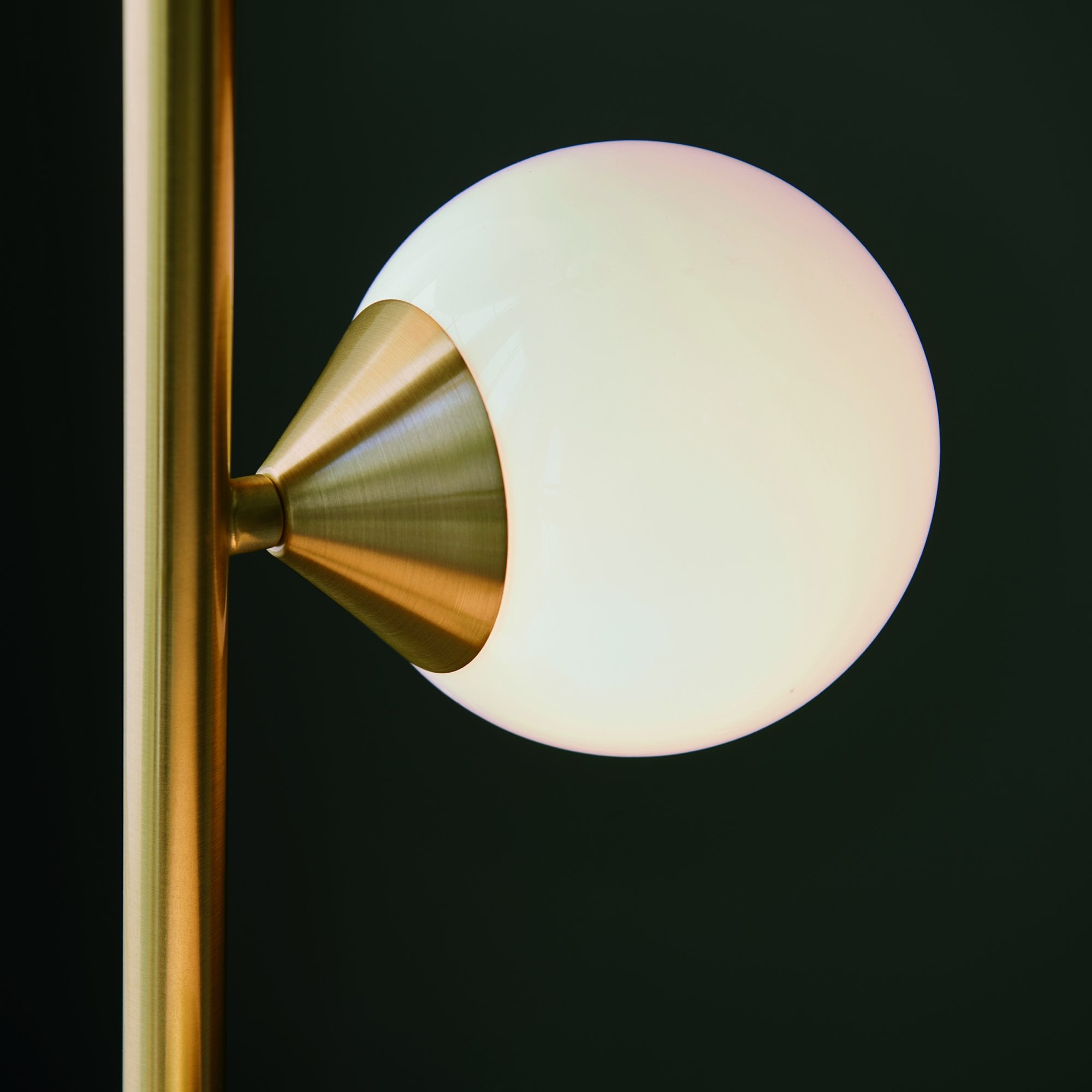Utopia Lustre Floor Lamp - Satin Brass Plate & Gloss White Glass