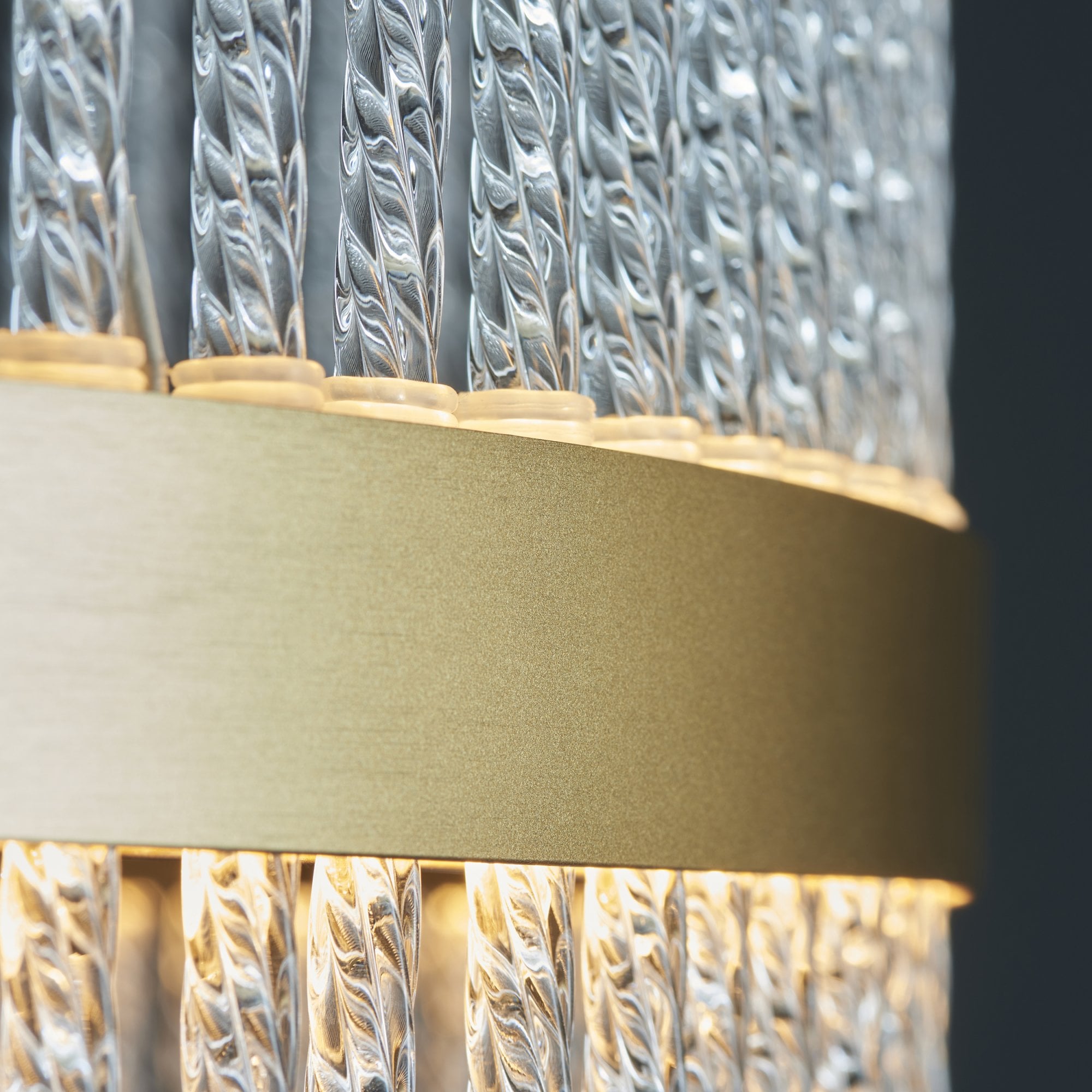 Utopia Twist Medium Pendant - Brushed Gold Plate & Clear Glass - 51cm diameter