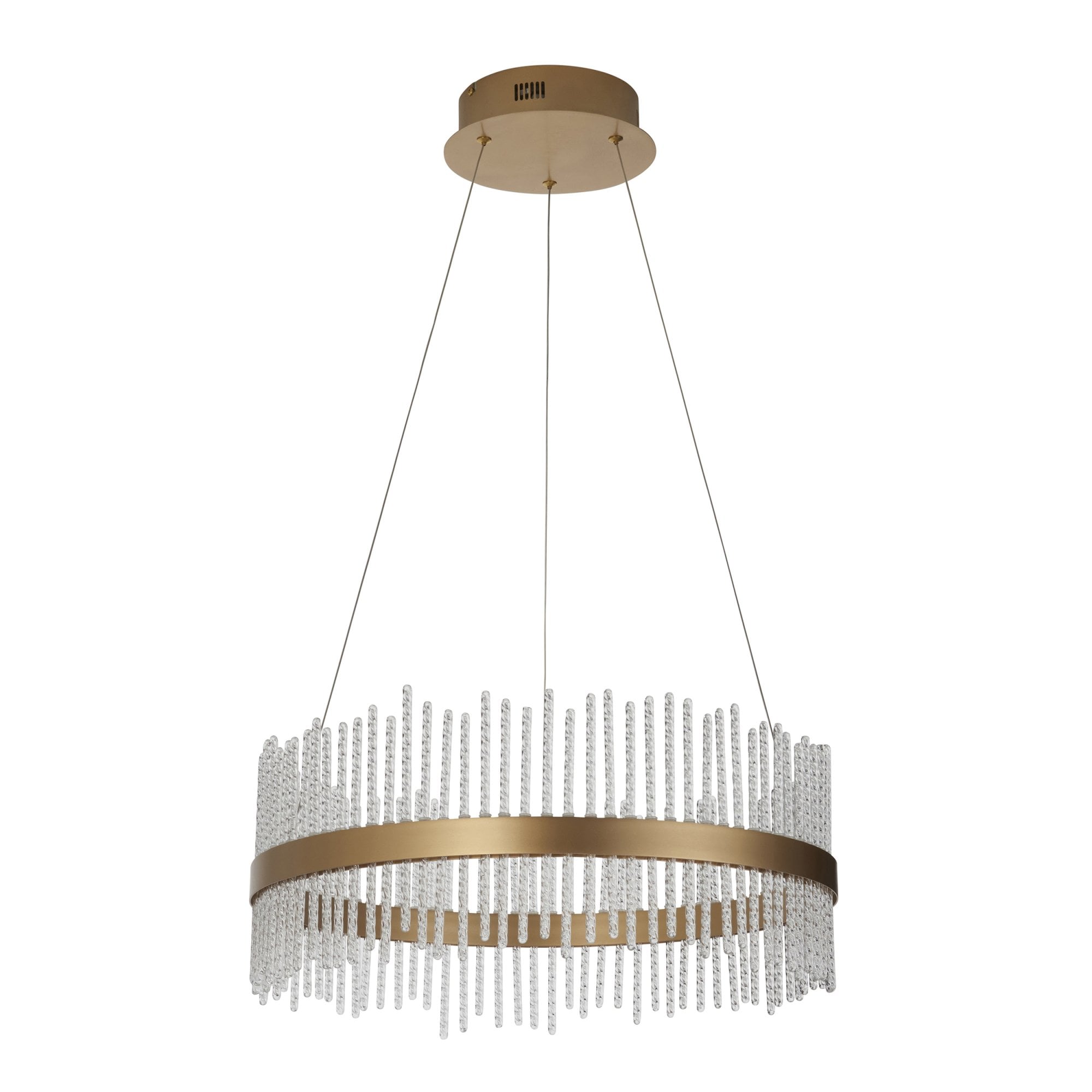 Utopia Twist Medium Pendant - Brushed Gold Plate & Clear Glass - 51cm diameter