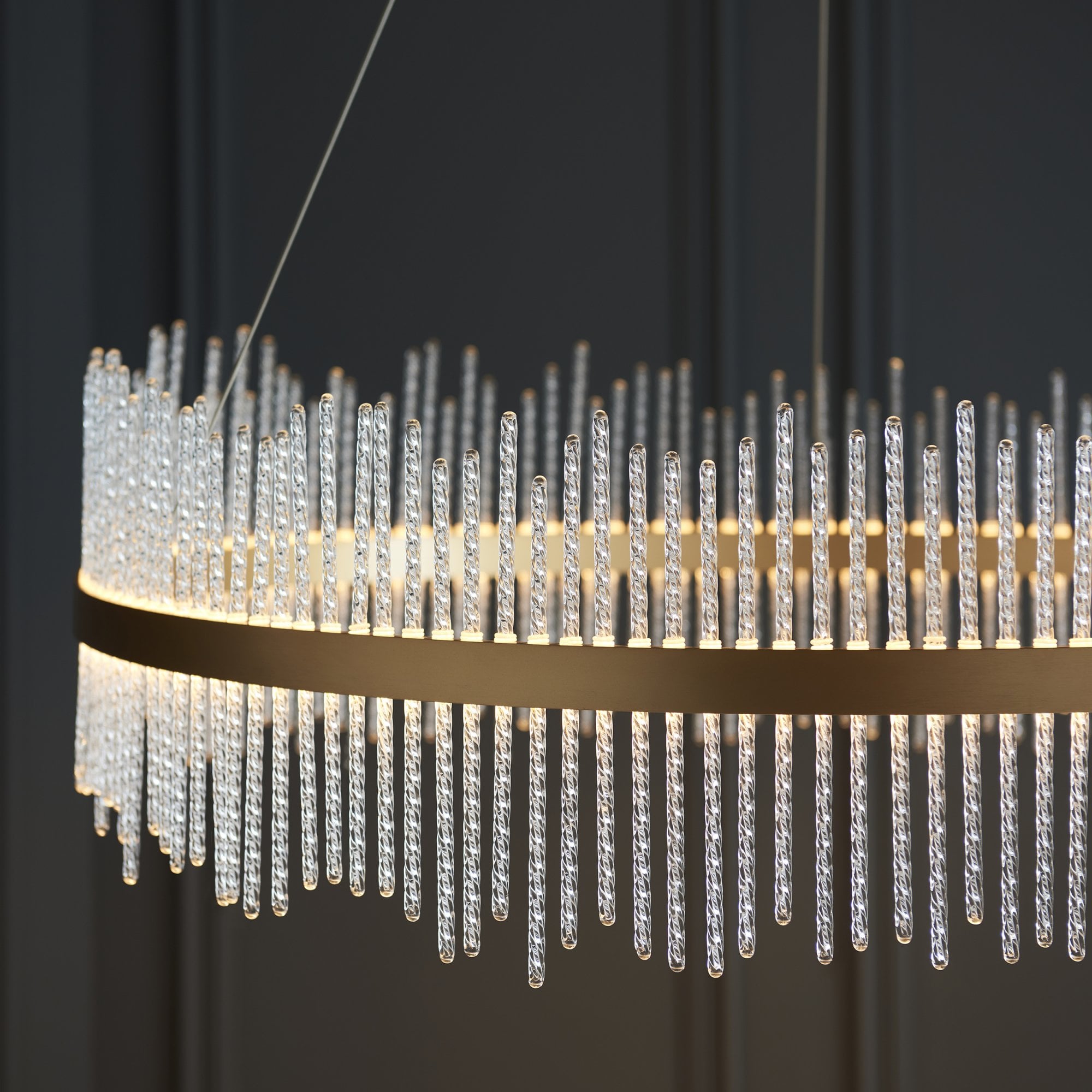 Utopia Twist Grand Pendant - Brushed Gold Plate & Clear Glass - 89cm diameter