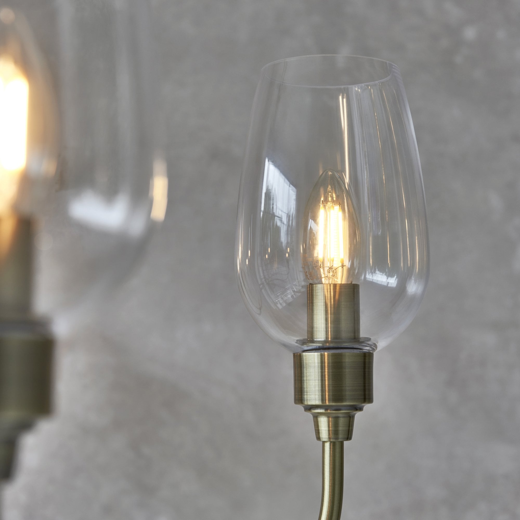 Utopia Walton 6 Light Pendant - Antique Brass Plate & Clear Glass