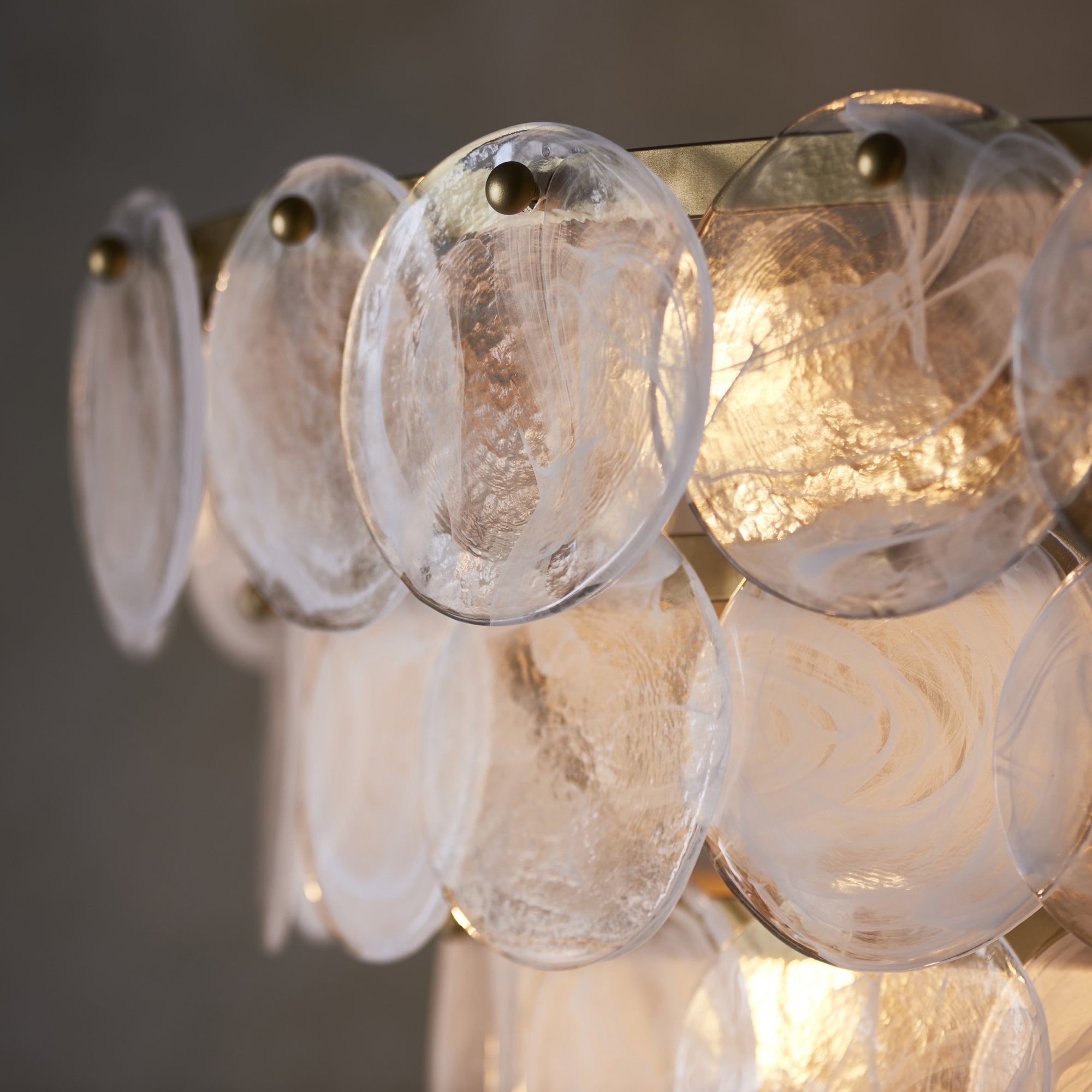 Utopia Scale 9 Light Pendant Chandelier - Antique Gold Paint with White & Clear Glass