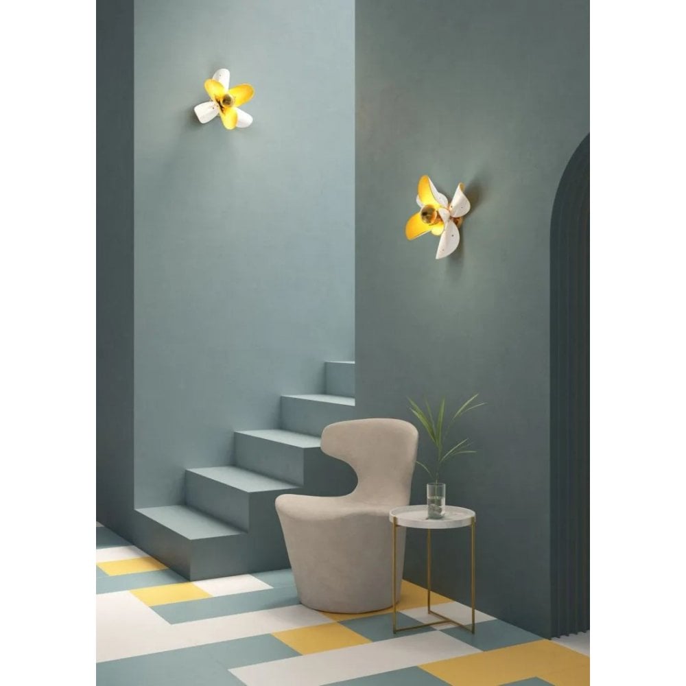Lladro Blossom Wall Sconce Light - White & Gold