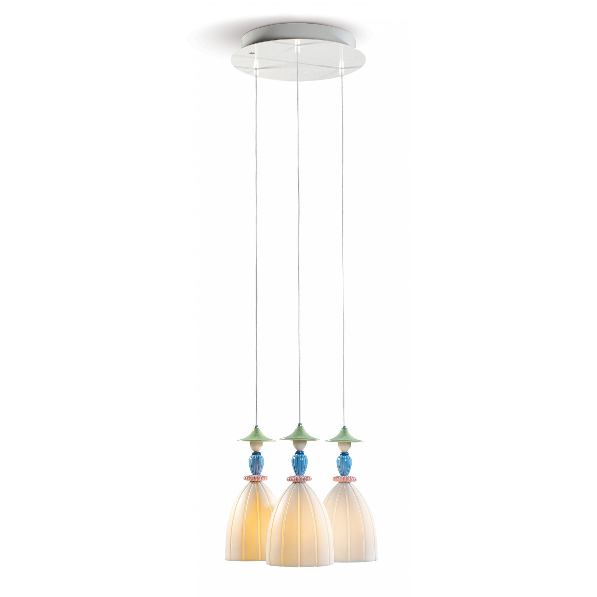 Lladro Mademoiselle 3 Light Round Canopy Ceiling Lamp - Sharing Secrets