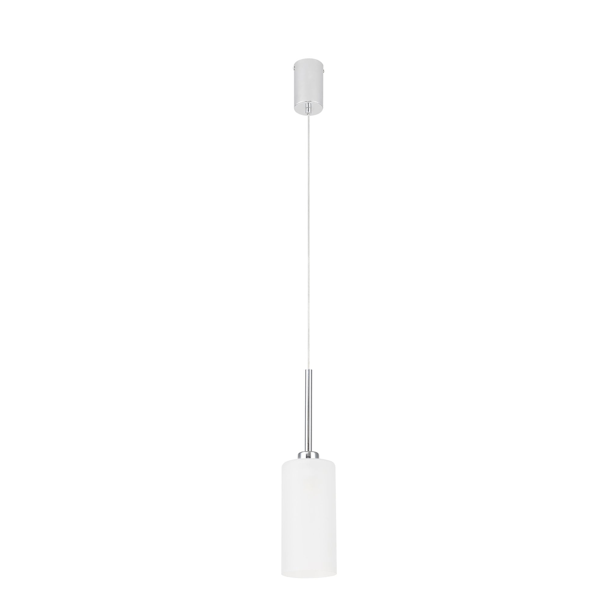 Fabula Tamworth Single Pendant - Tall Cylinder Shade - Polished Chrome & Frosted Glass