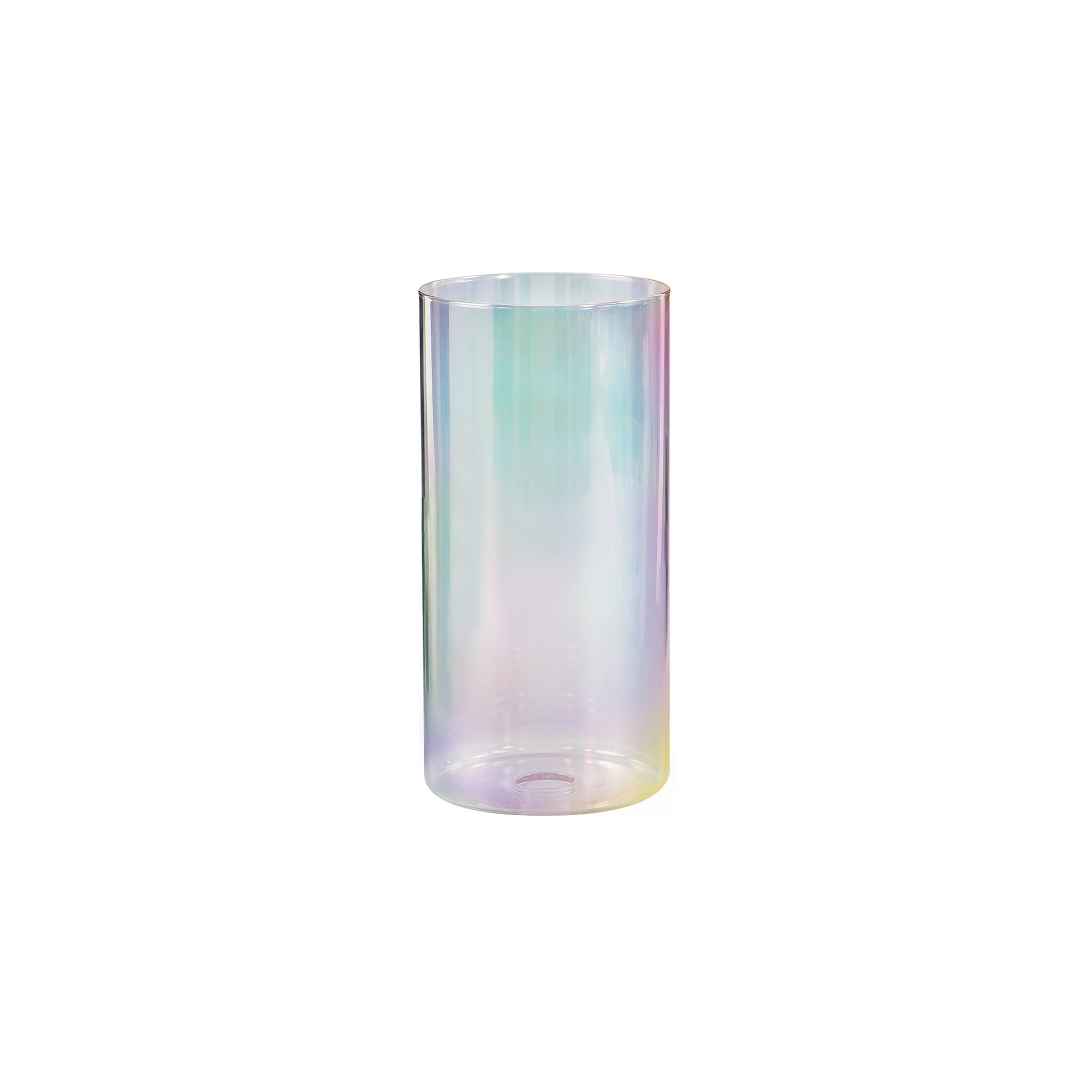 Fabula Tamworth Single Pendant - Tall Cylinder Shade - Polished Chrome & Iridescent Glass