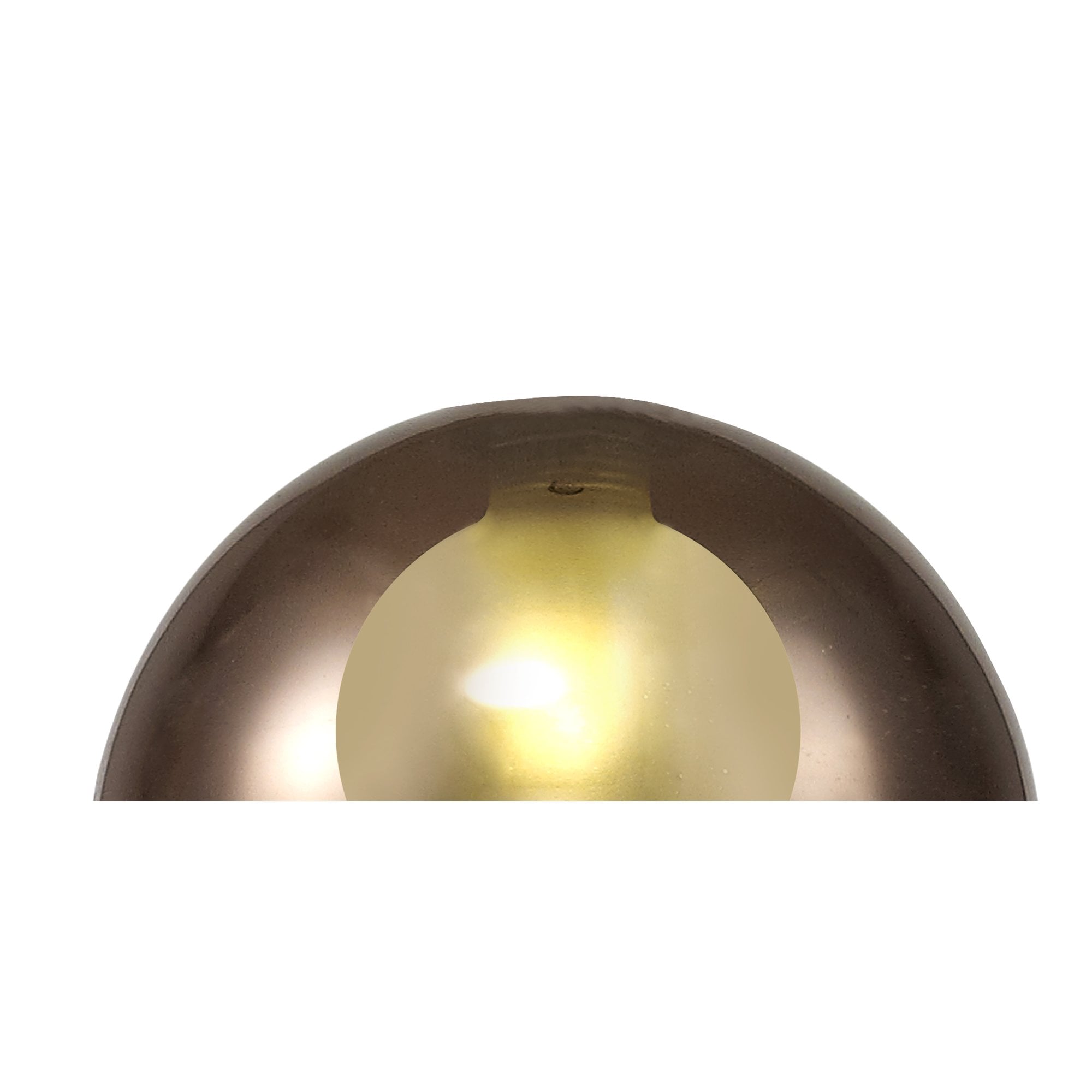 Fabula Tamworth 7 Light Cluster Pendant - Round Shades with Inner Frosted Globes - Polished Chrome, Copper & Frosted Glass