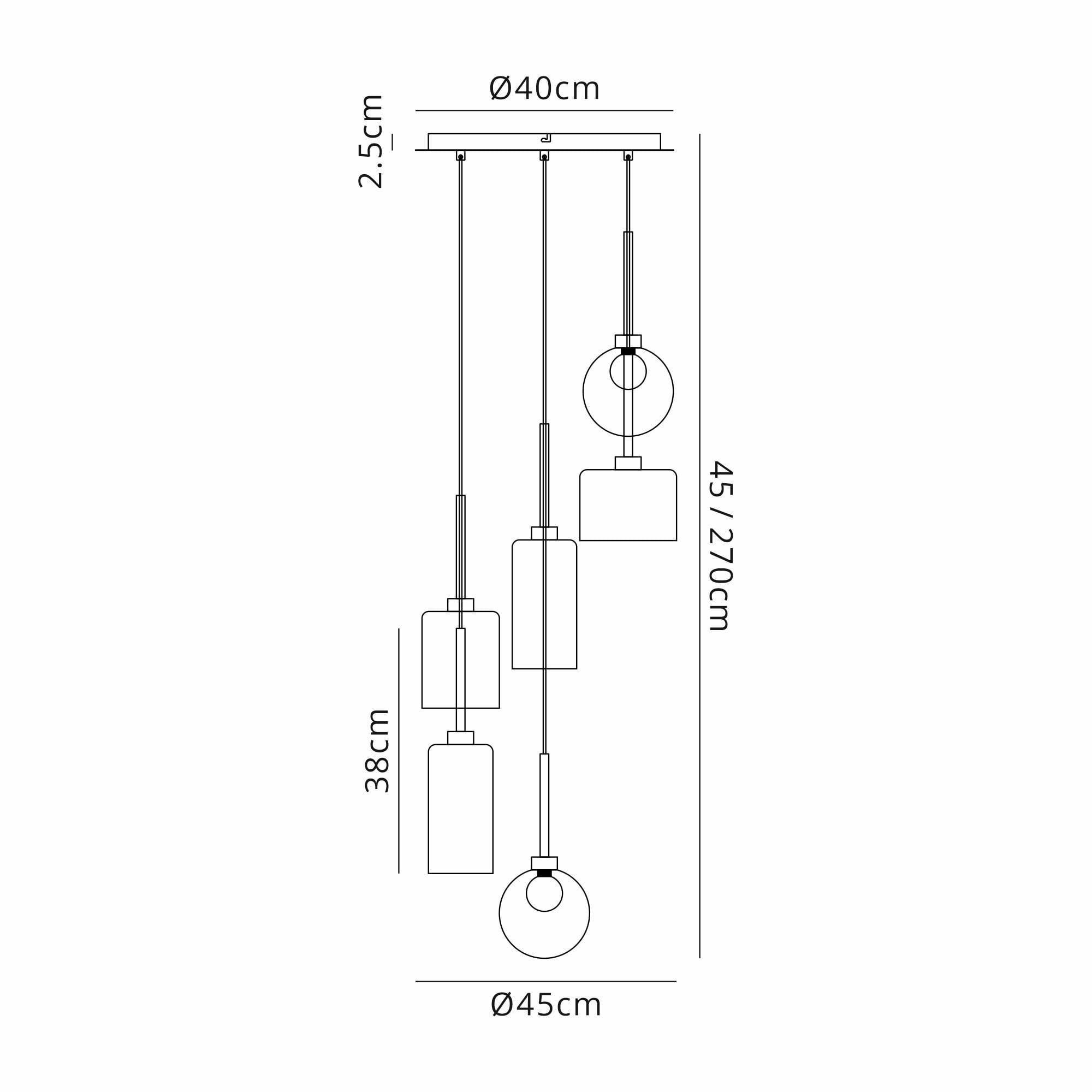 Fabula Tamworth 6 Light Round Pendant - Mixed Shades G - Polished Chrome, Copper & Frosted Glass
