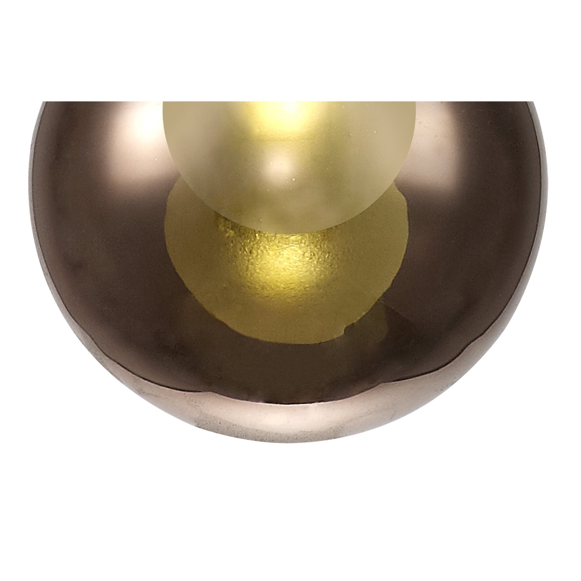 Fabula Tamworth 6 Light Round Pendant - Round Shades with Inner Frosted Globes - Polished Chrome, Copper & Frosted Glass