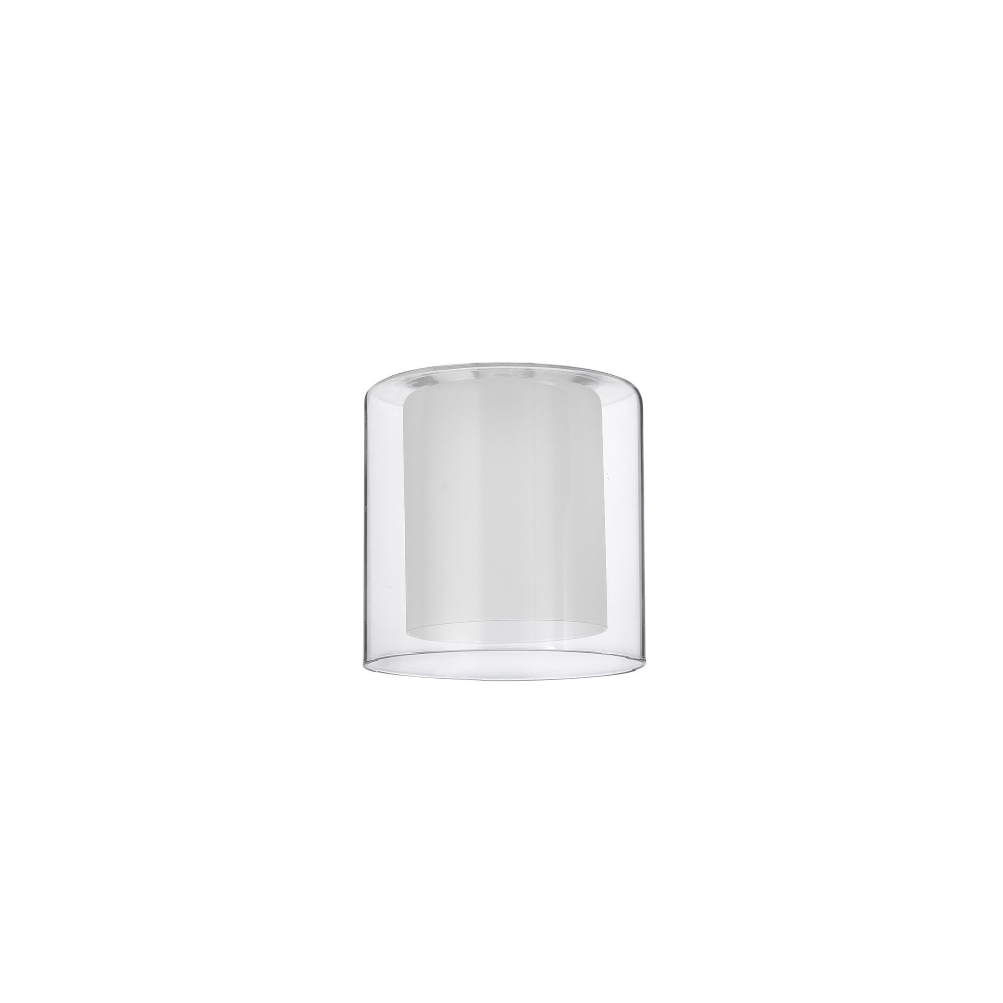 Fabula Tamworth 3 Light Telescopic Semi Flush - Medium Cylinder Shades with Clear Outer Glass - French Gold, Frosted & Clear Glass