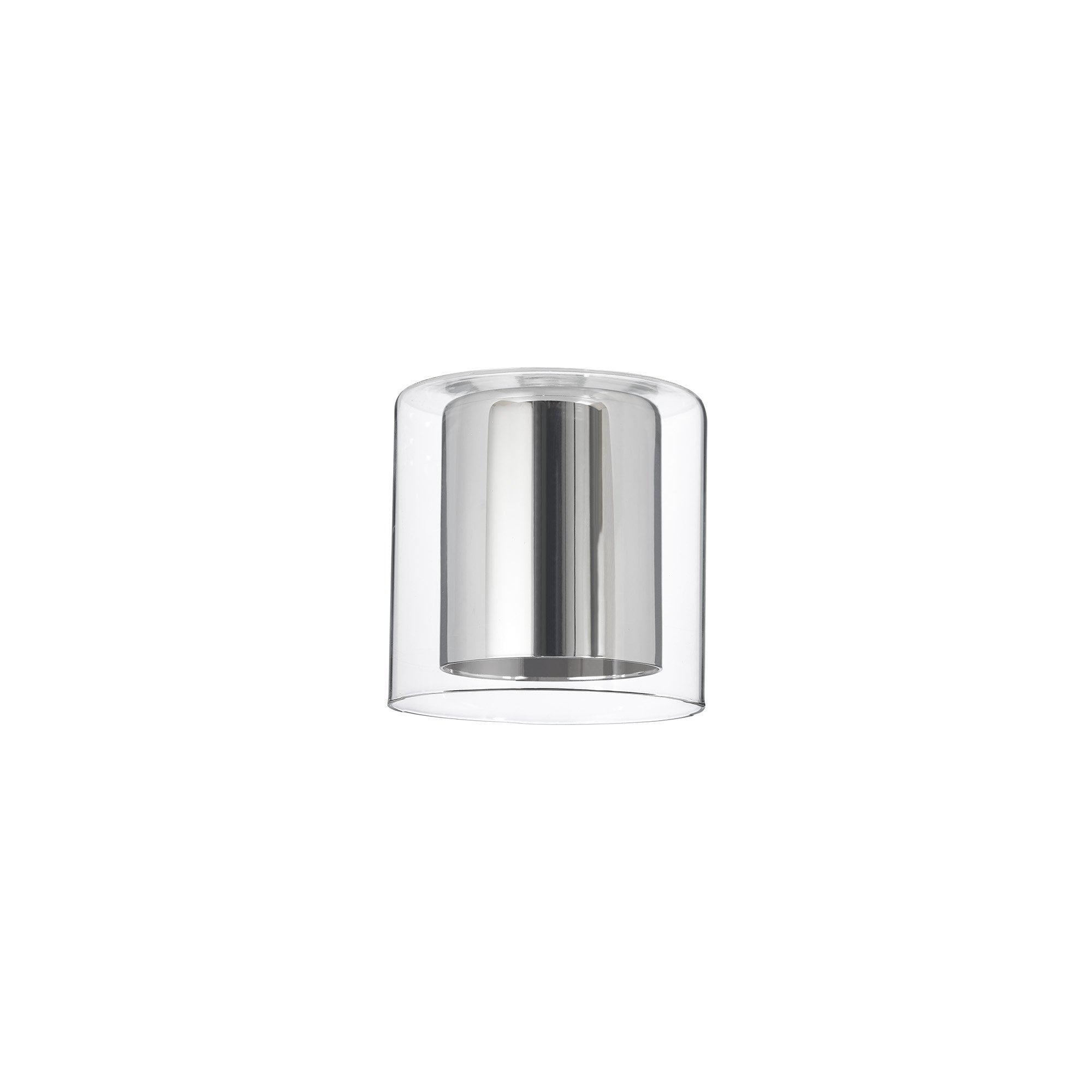Fabula Tamworth 3 Light Telescopic Semi Flush - Medium Cylinder Shades with Clear Outer Glass - French Gold, Chrome & Clear Glass