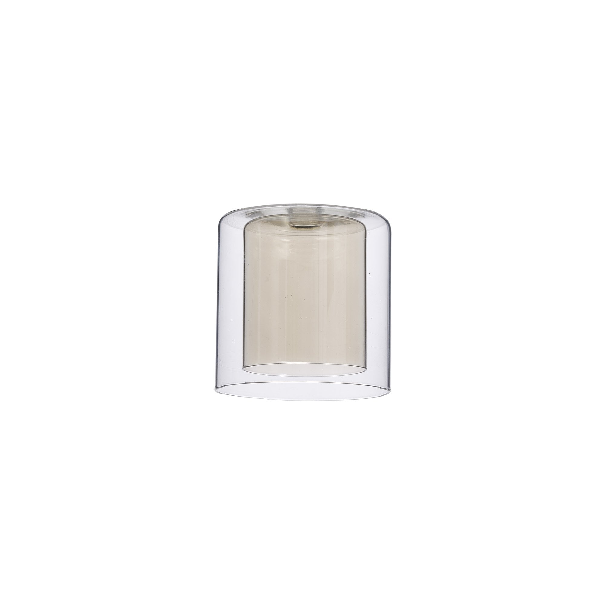 Fabula Tamworth 3 Light Telescopic Semi Flush - Medium Cylinder Shades with Clear Outer Glass - French Gold, Cognac & Clear Glass