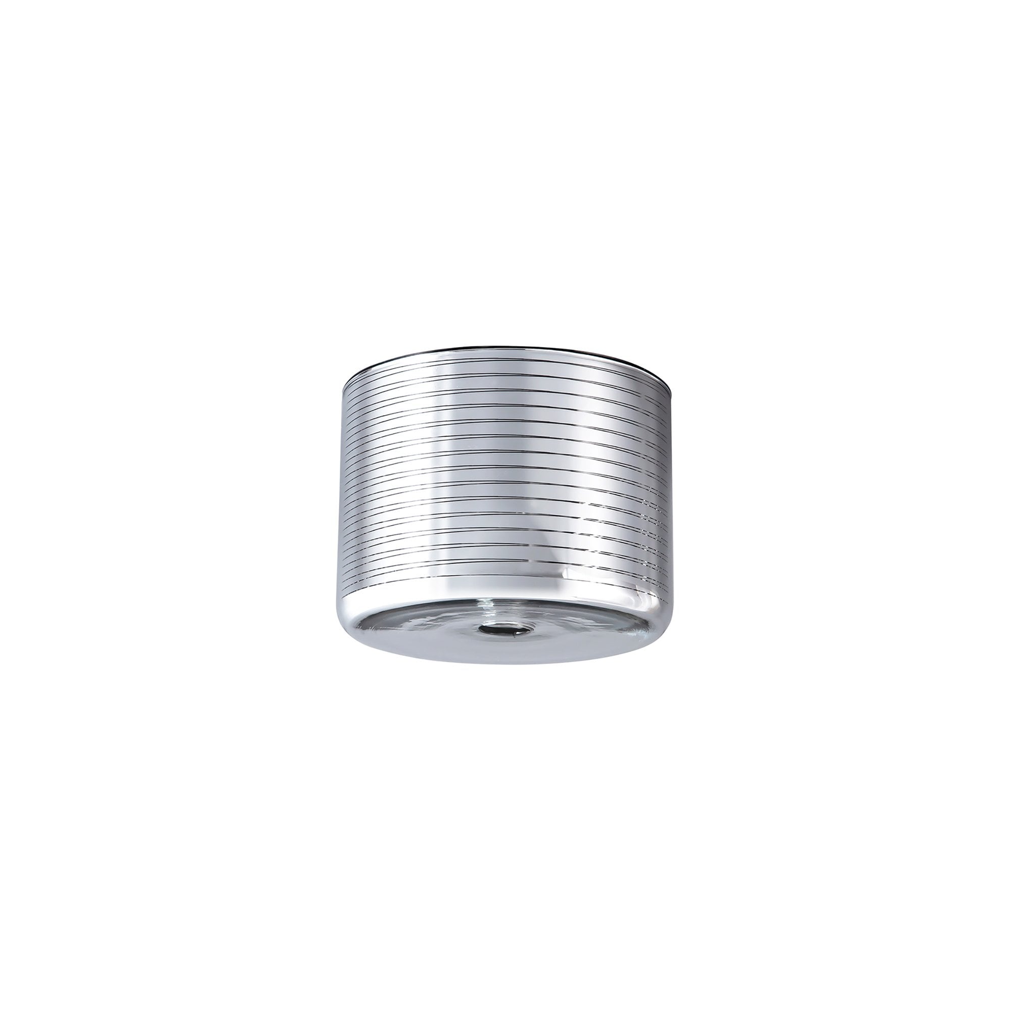 Fabula Tamworth 3 Light Telescopic Semi Flush - Short Cylinder Shades - French Gold & Chrome Lined Glass